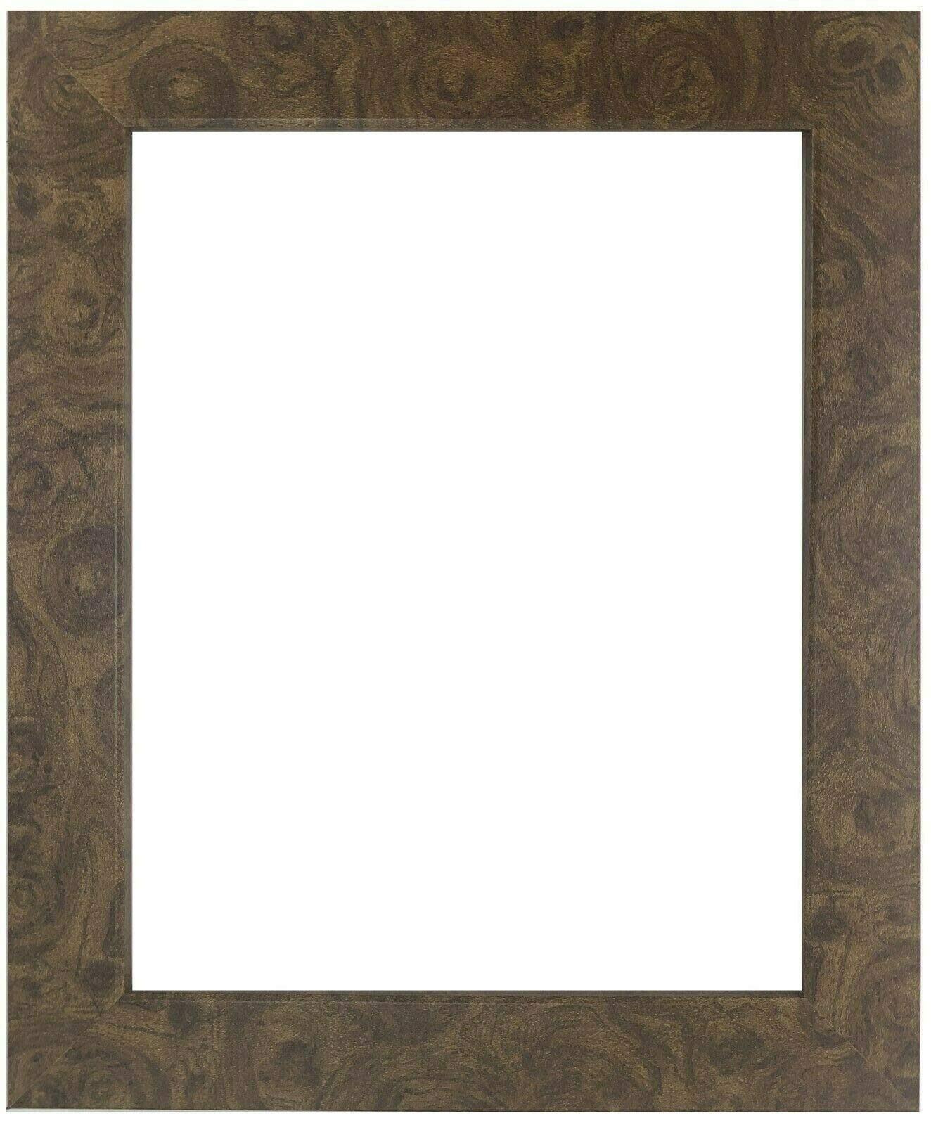 12x36 Inch Brown Burl Wood Composite MDF Picture Frame - 1.25 Inch Flat Profile Wall Decor for Posters, Photos & Artwork (Set of 4) - Perfect for Living Room, Bedroom & Office Decor