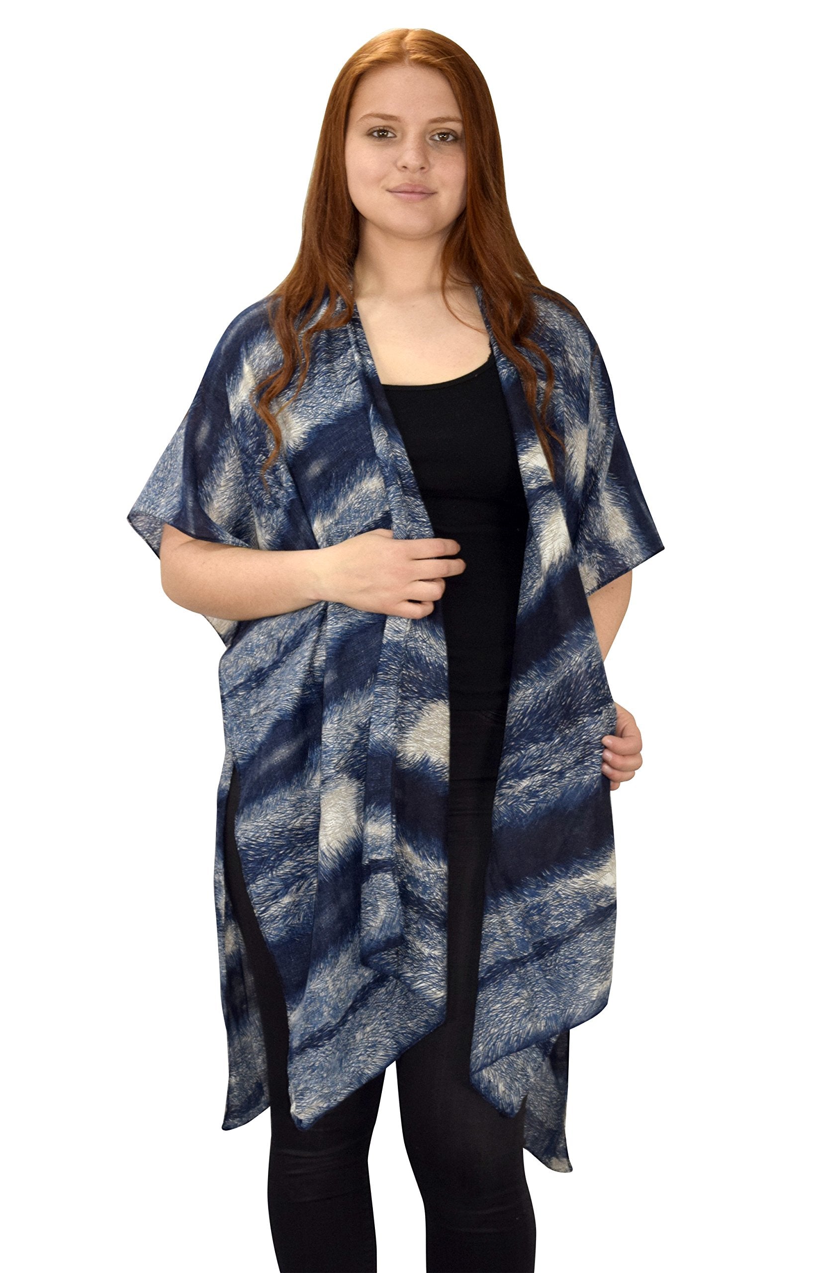 Vintage Tie Dye Print Lightweight Cardigan for Women | Summer Cover Up | Beach Cover Up, Boho Poncho for Outdoor Music Festivals & Vacation Wear