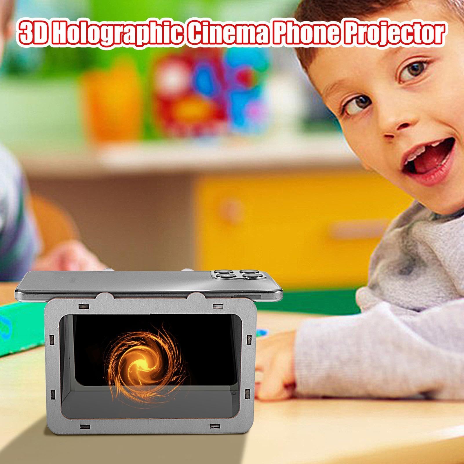 3D Holographic Projector for Smartphones - Portable Home Cinema Projector with Hologram Bracket | Perfect for Movie Nights, Gaming & Entertainment in Bedroom, Living Room or Outdoor