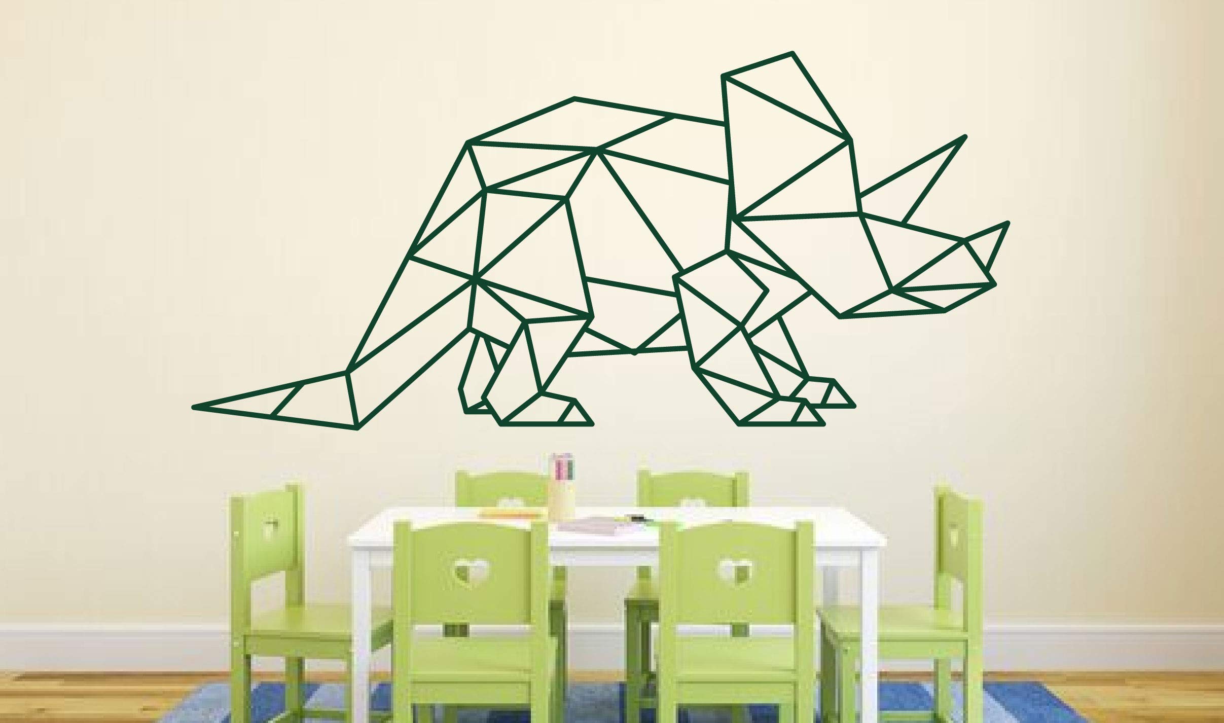 GEOMETRIC Triceratops Vinyl Wall Decal - Dinosaur Silhouette Sticker for Kids Room, Playroom & Classroom Decor - Perfect for Nursery, Bedroom & School Wall Art