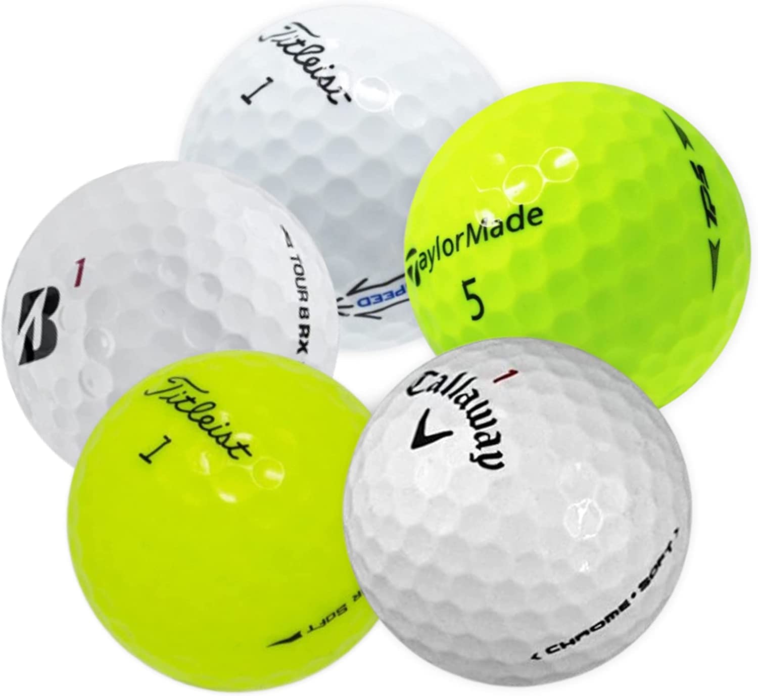 Premium Recycled Golf Balls - 4A Grade Mixed White & Yellow Used Golf Balls Bulk Pack (Near Mint Condition) | Practice, Driving Range & Casual Play | Top Brands for Affordable Performance