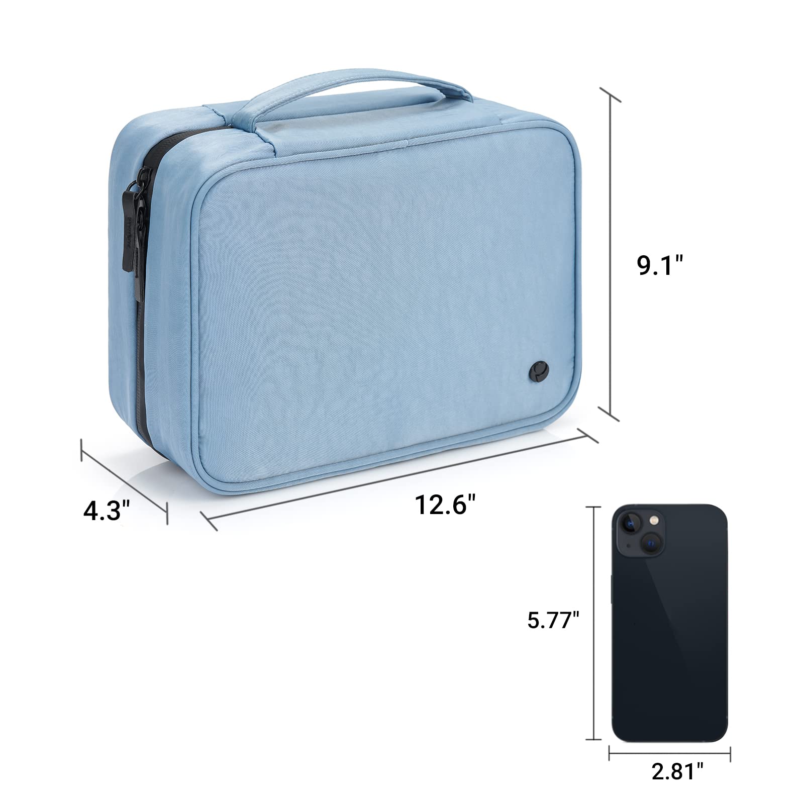 Purevave Large Hanging Toiletry Bag for Women & Men - Waterproof Travel Makeup Cosmetic Organizer with Multiple Pockets for Full Size Toiletries (Blue) | Perfect for Airplane Carry-on, Gym, Camping & Vacation Essentials