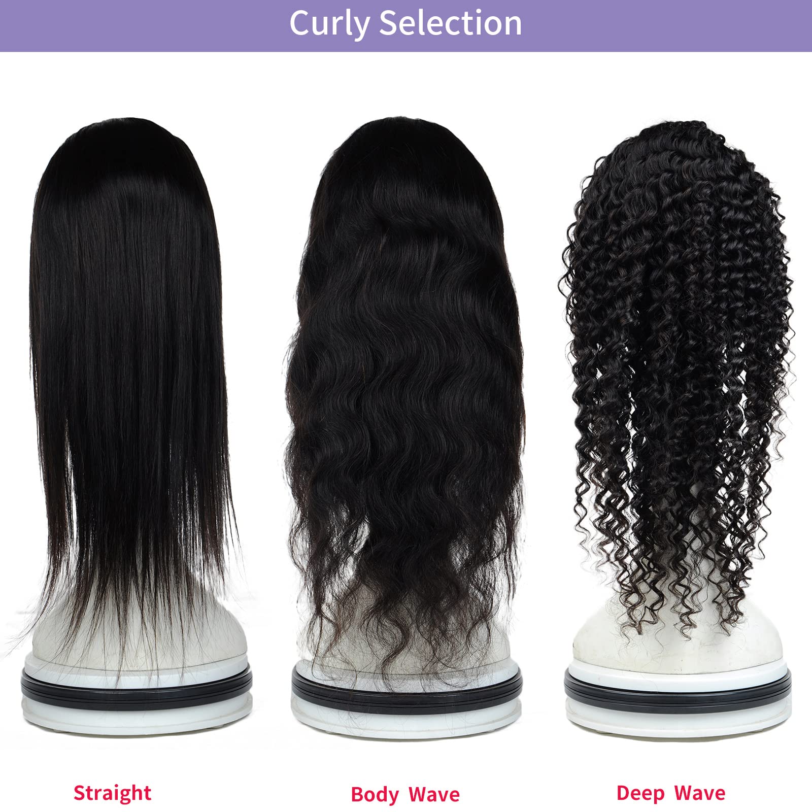 13x4 HD Lace Frontal Human Hair Wig - Pre Plucked 18/22 Inch Straight/Body Wave/Deep Curl 150% Density Natural Black Wig | Perfect for Daily Wear, Parties & Special Occasions