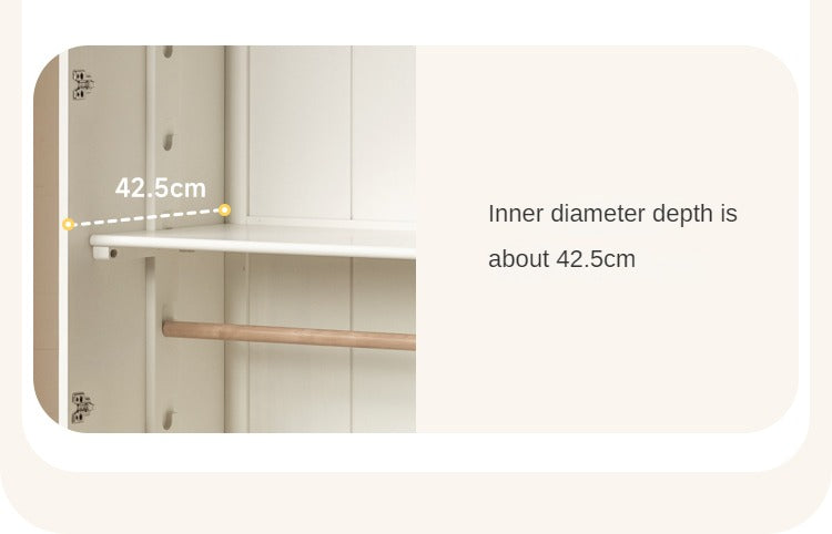 Pine Solid Wood White Cream Children's Wardrobe - Kids Bedroom Storage Organizer for Clothes, Toys & Books - Perfect for Nursery, Bedroom & Playroom Organization