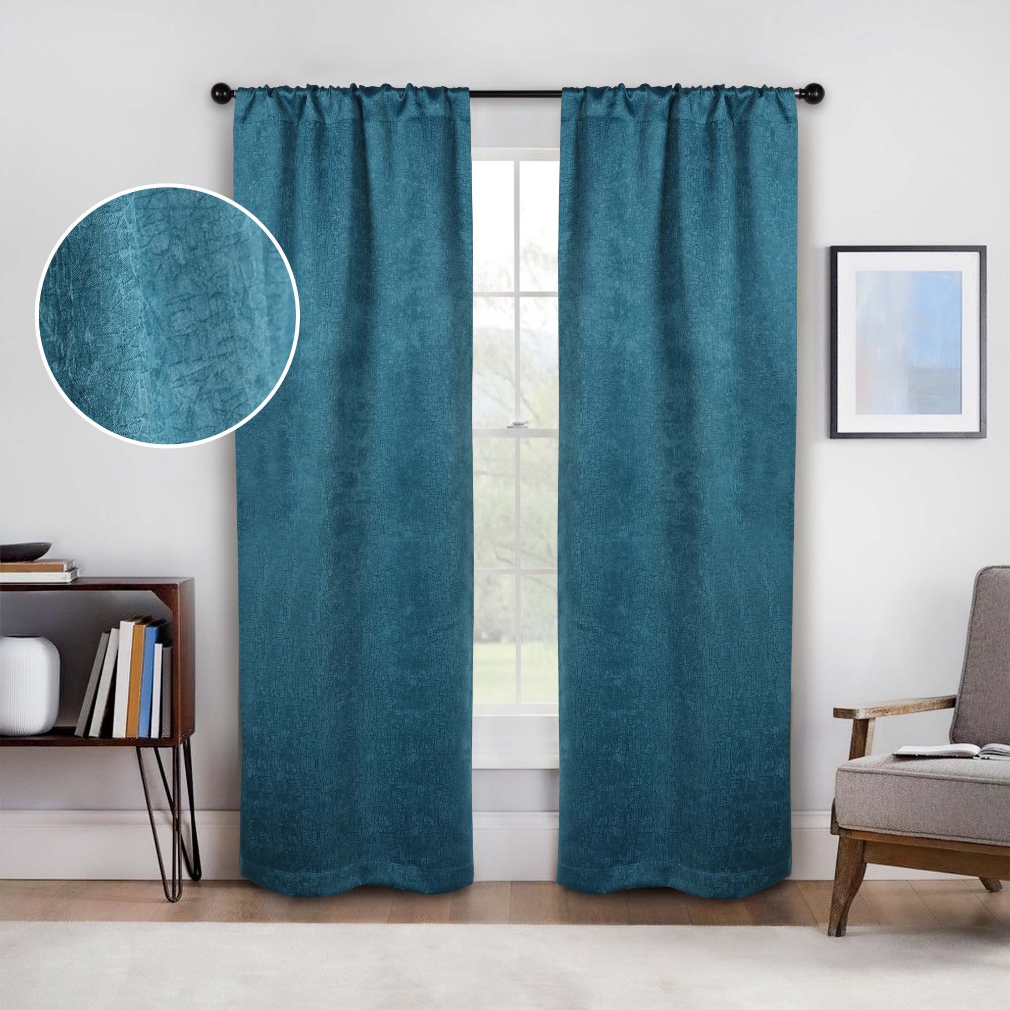 Senna Textured Blackout Curtains - Set of 2 Panels for Bedroom & Living Room - Noise Reducing & Light Blocking Window Drapes