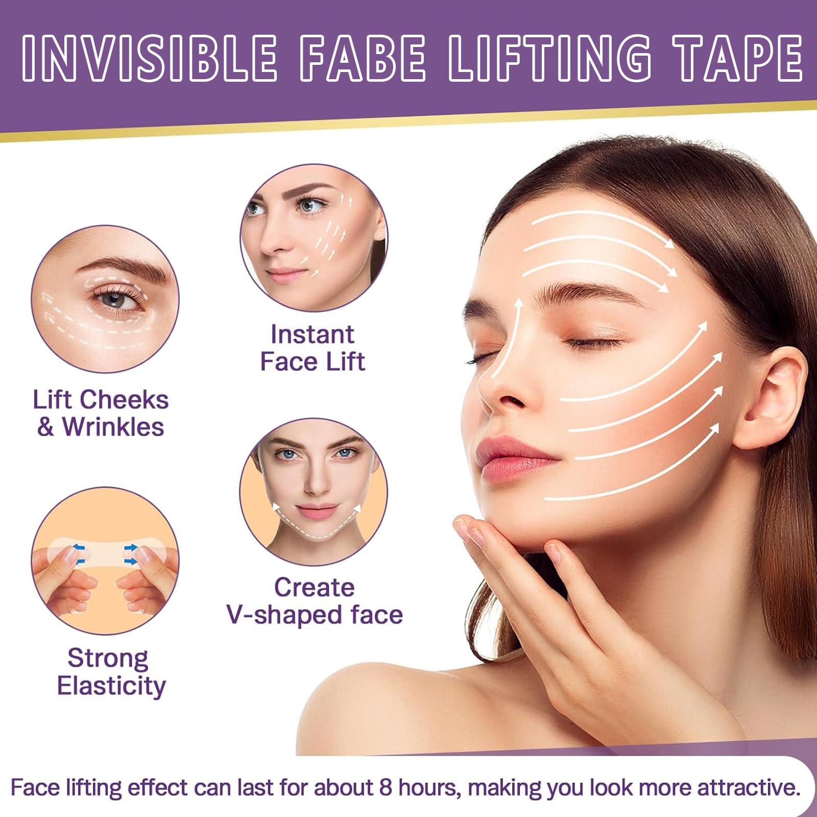 **Invisible Face Lift Tape - Instant Skin Tightening & Double Chin Reduction (60 Pcs) | Reusable Facial Lifting Stickers for Sagging Skin & Neck Firming | Perfect for Makeup, Events & Everyday Use**