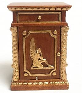 Left Side Walnut Nightstand - Handcrafted Miniature Dollhouse Furniture for Bedroom Decor & Collectors | Perfect for Dollhouse Displays, DIY Projects & Gift Giving