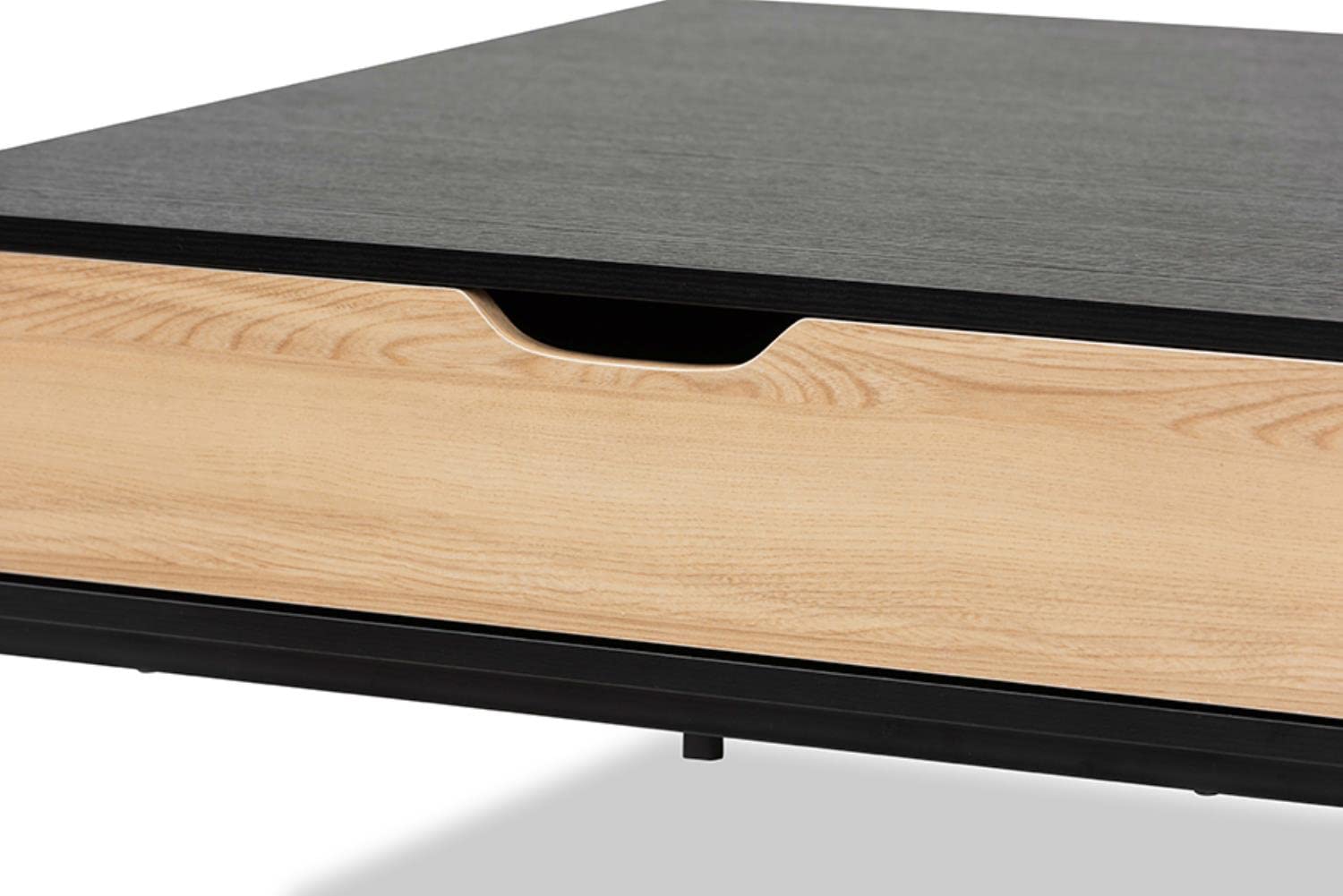 Baxton Studio Haben Modern Two-Tone Oak Coffee Table - Brown & Black Wood Finish for Living Room, Lounge & Office Decor