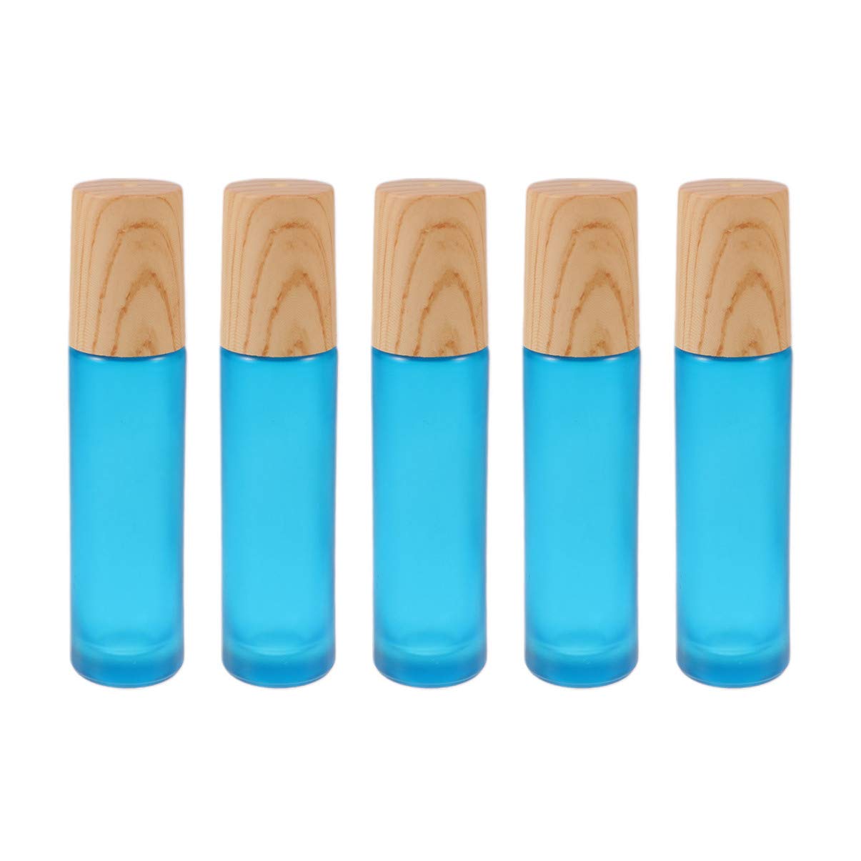 HEALLILY 5-Piece Small Essential Oil Bottles Set - 5ml Glass Vials with Wooden Lids for Perfume, Aromatherapy, DIY Blends - Perfect for Travel, Gifts & Home Fragrance