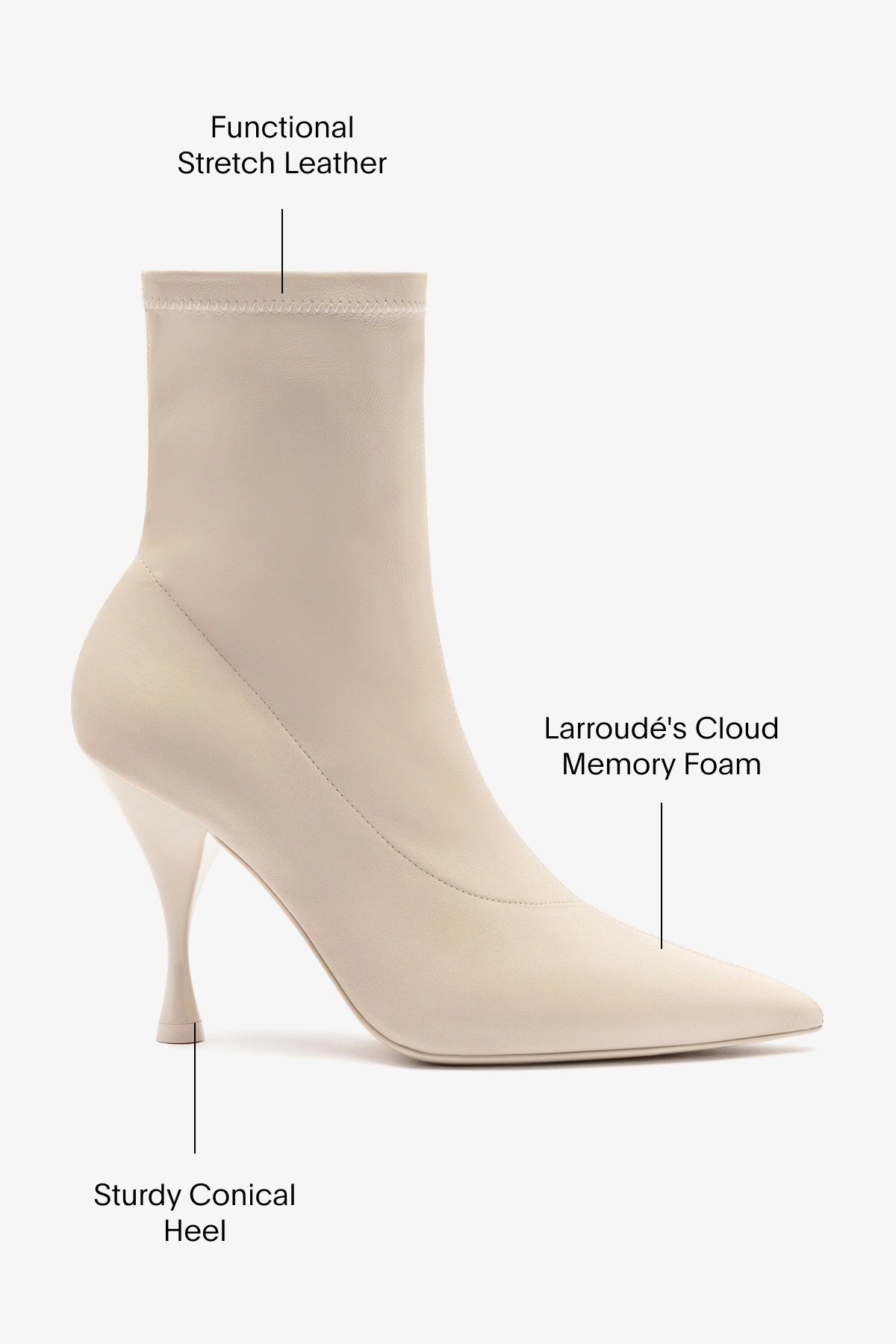 Georgia Boot Mini Off White Stretch Leather Ankle Boots for Women - Comfortable & Stylish for Casual Outings, Work & Date Nights