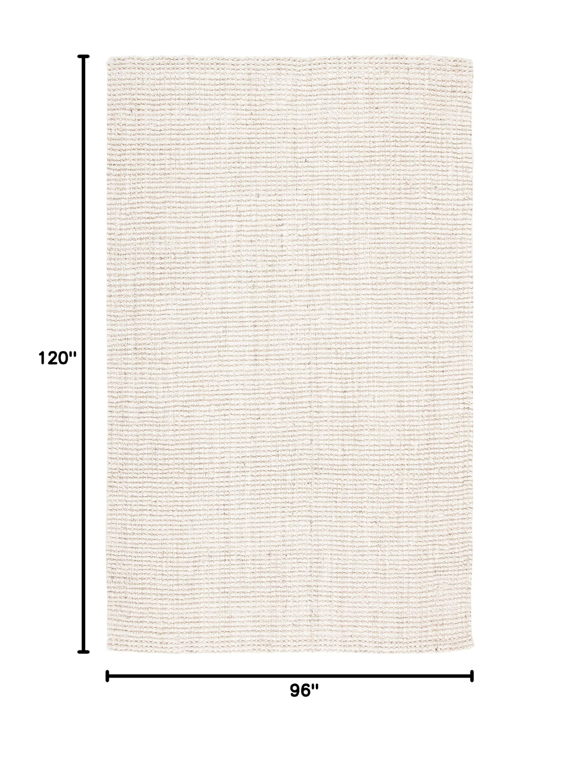 SAFAVIEH Natural Fiber Collection Handmade Jute Area Rug - 8' x 10', Bleach & Ivory, Farmhouse Style, Durable for High Traffic Areas - Perfect for Living Room, Bedroom, Dining Room & Home Office (NF747B)