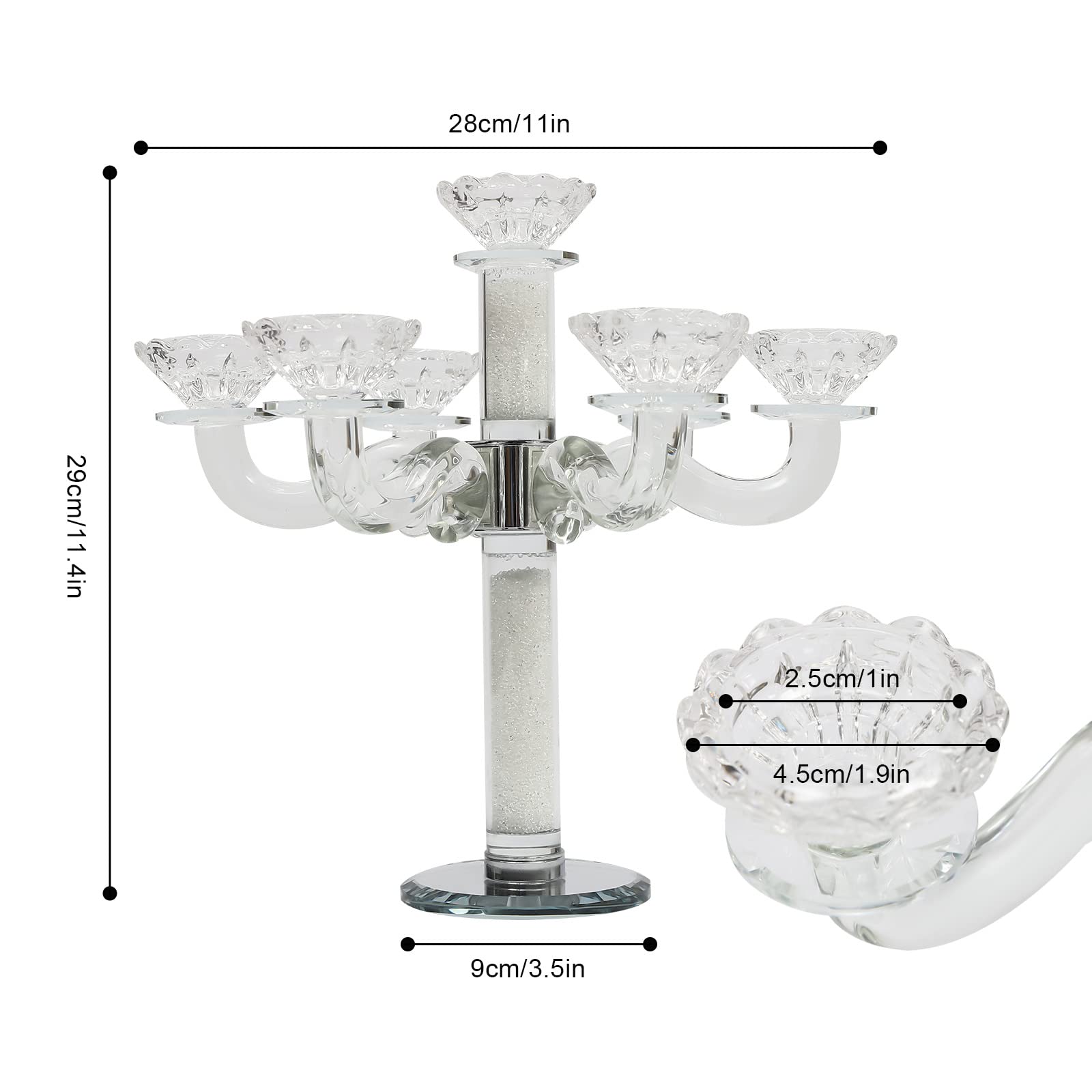 7-Arm Crystal Candle Holder - Elegant Candelabra for Wedding Centerpiece, Dining Table Decor, Coffee Table & Home Accessories - Perfect for Romantic Dinners, Holiday Decorations & Special Events