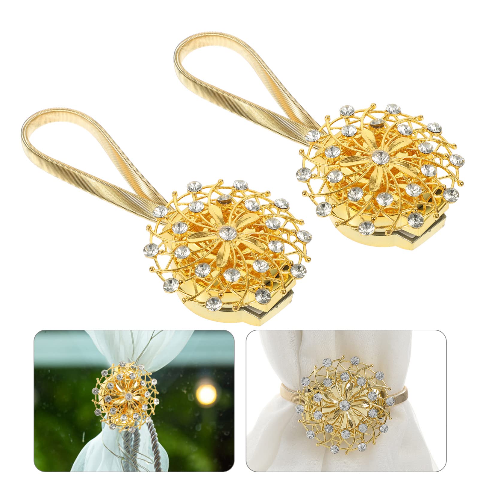 Sparkling Rhinestone Curtain Tiebacks - 2 Pack Bling Drapery Holdbacks for Windows, Elegant Curtain Buckles for Living Room & Bedroom Decor | Perfect for Weddings, Home Theater & Luxury Interior Design