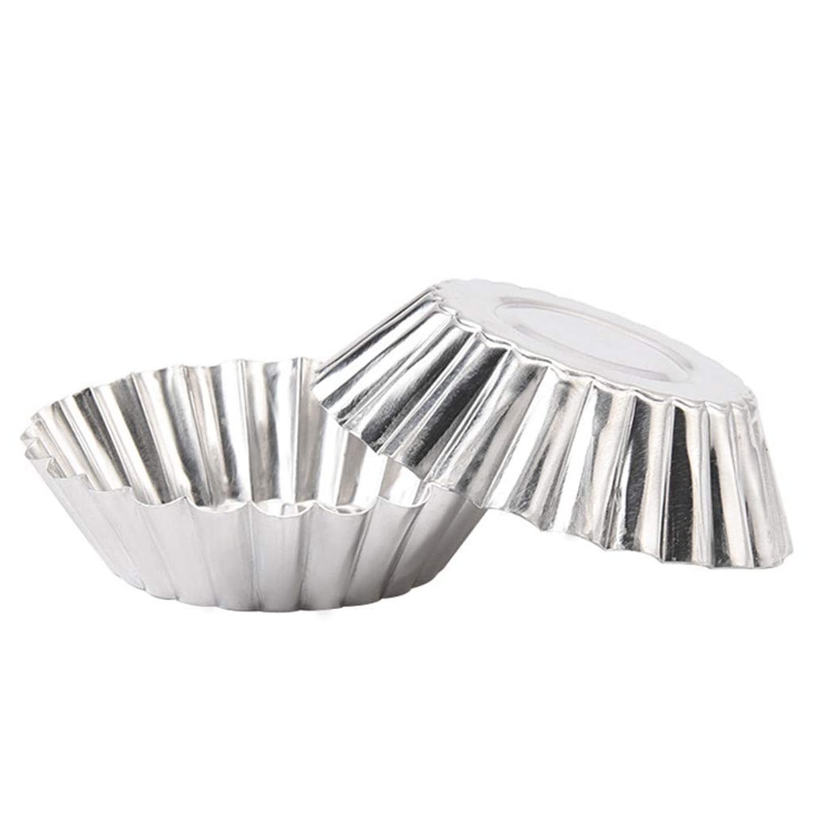 10-Piece Nonstick Ripple Aluminum Alloy Egg Tart Molds - Flower Shaped Reusable Baking Cups for Cupcakes, Muffins & Tartlets | Perfect for Home Baking, Party Desserts & Professional Pastry Making