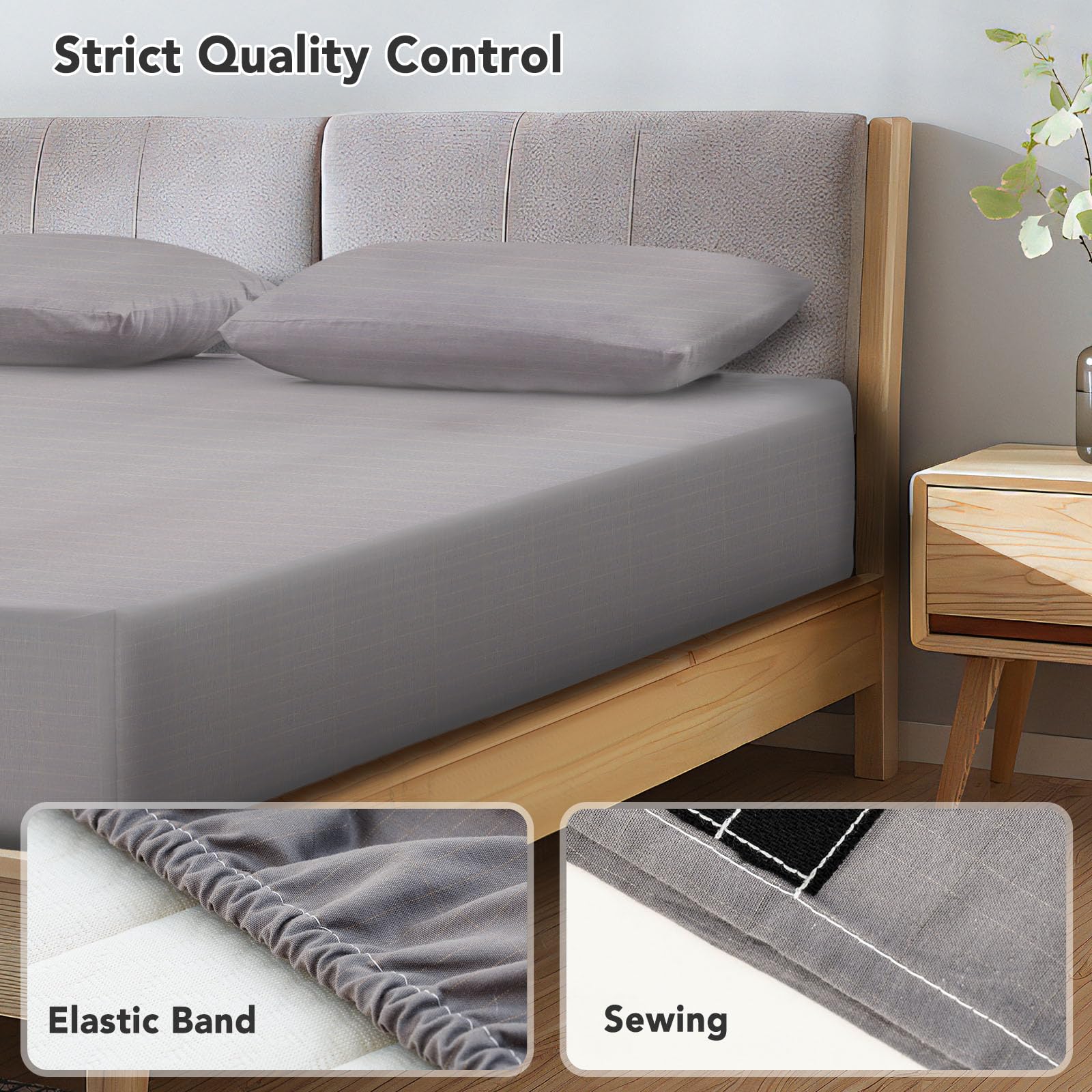 Organic Cotton & Silver Fiber Grounding Sheets King Size - EMF Protection, Better Sleep & Wellness, Grey Fitted Sheet for Grounding Therapy - Perfect for Home, Travel & Holistic Healing