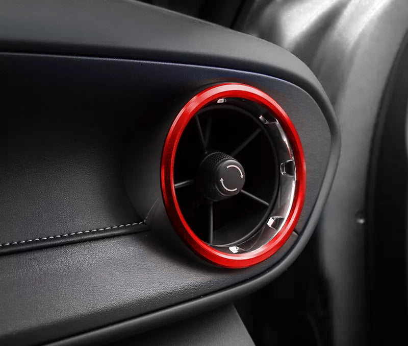 4-Piece Red AC Vent Outer Ring Trim Set for 2016+ Chevy Camaro - Stylish Interior Upgrade for Car Enthusiasts & Customization Lovers