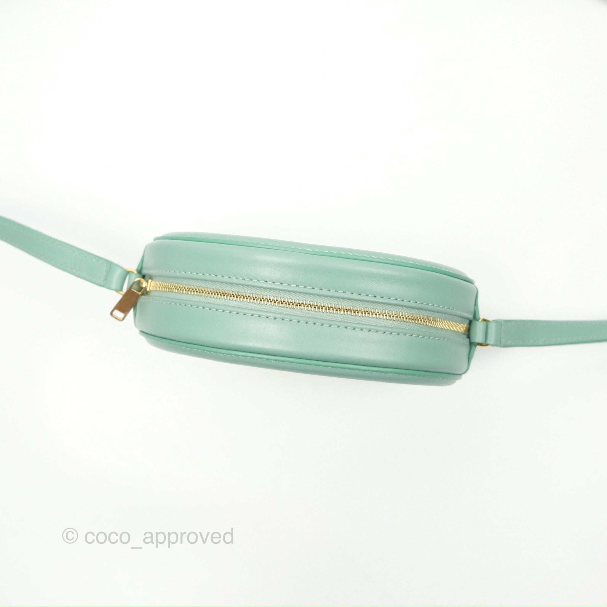 Celine Oval Bag Triomphe in Ice Mint Calfskin Leather - Luxury Crossbody Purse for Women, Perfect for Date Night & Evening Events