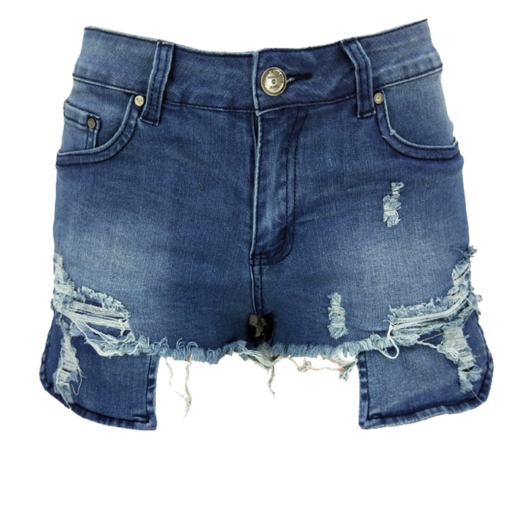 LIYT Women's Juniors Low Waist Distressed Denim Shorts - Ripped Raw Hem Casual Jean Shorts with Pockets | Perfect for Summer Outfits, Beach Vacations & Streetwear Fashion