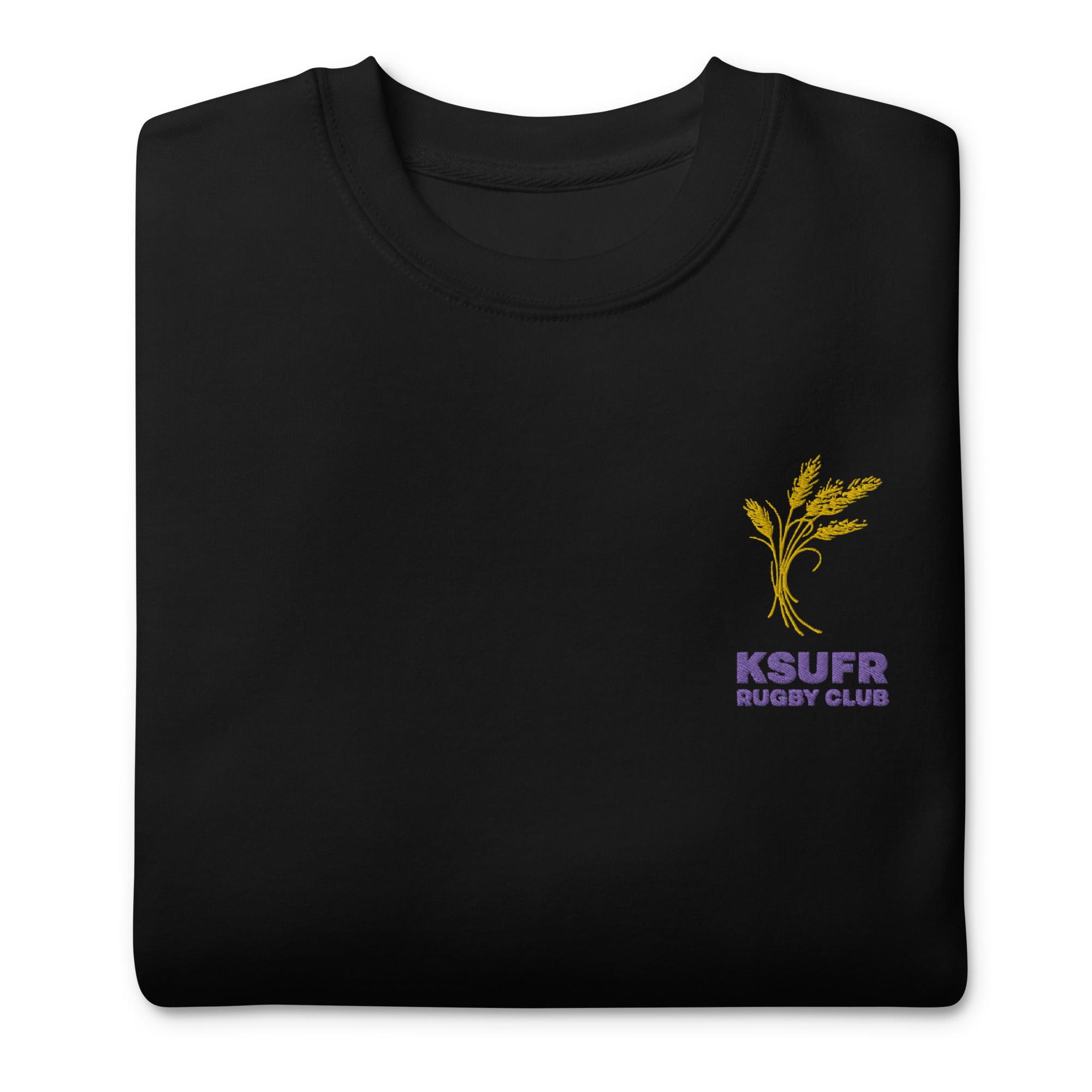 KSUFR Rugby Embroidered Crewneck Sweatshirt | Men's Casual Pullover | Vintage Sports Style | Perfect for Game Day, Tailgating & Streetwear Fashion