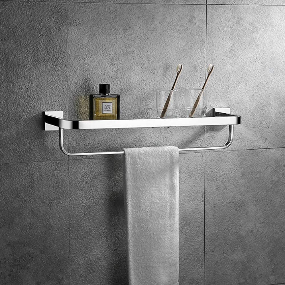 Wall Mounted Glass Bathroom Shelf - Single Tier Shower Organizer with Mirror Front & Included Fixings - Perfect for Shampoo, Soap & Toiletries Storage (40cm) - Ideal for Bathroom, Shower & Restroom Organization