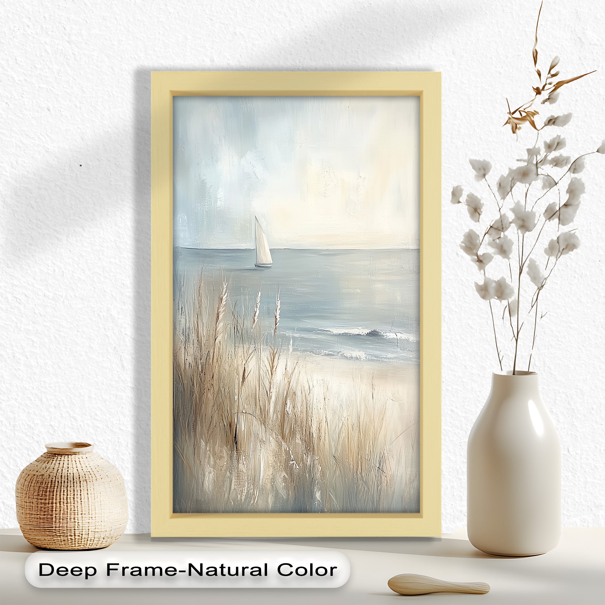 Coastal Calm Sailboat Oil Painting - Handmade Nautical Artwork for Beach House Decor | Perfect for Living Room, Bedroom & Office Wall Art