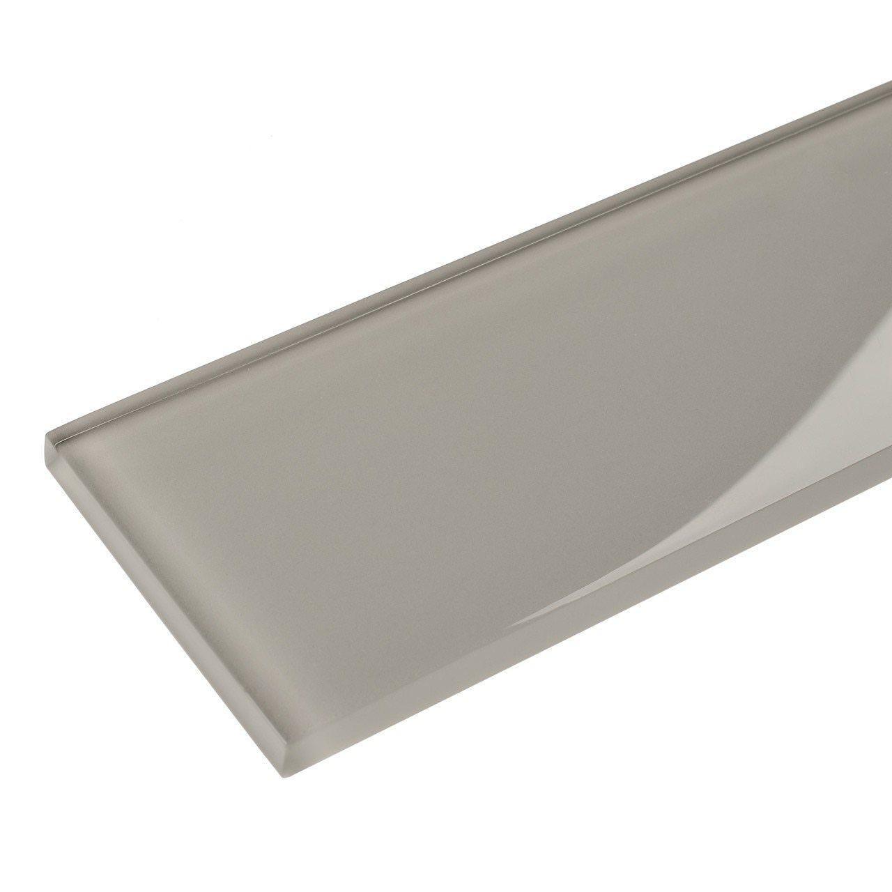 3x12 French Gray Glass Subway Tile - Peel and Stick Backsplash for Kitchen & Bathroom Remodeling