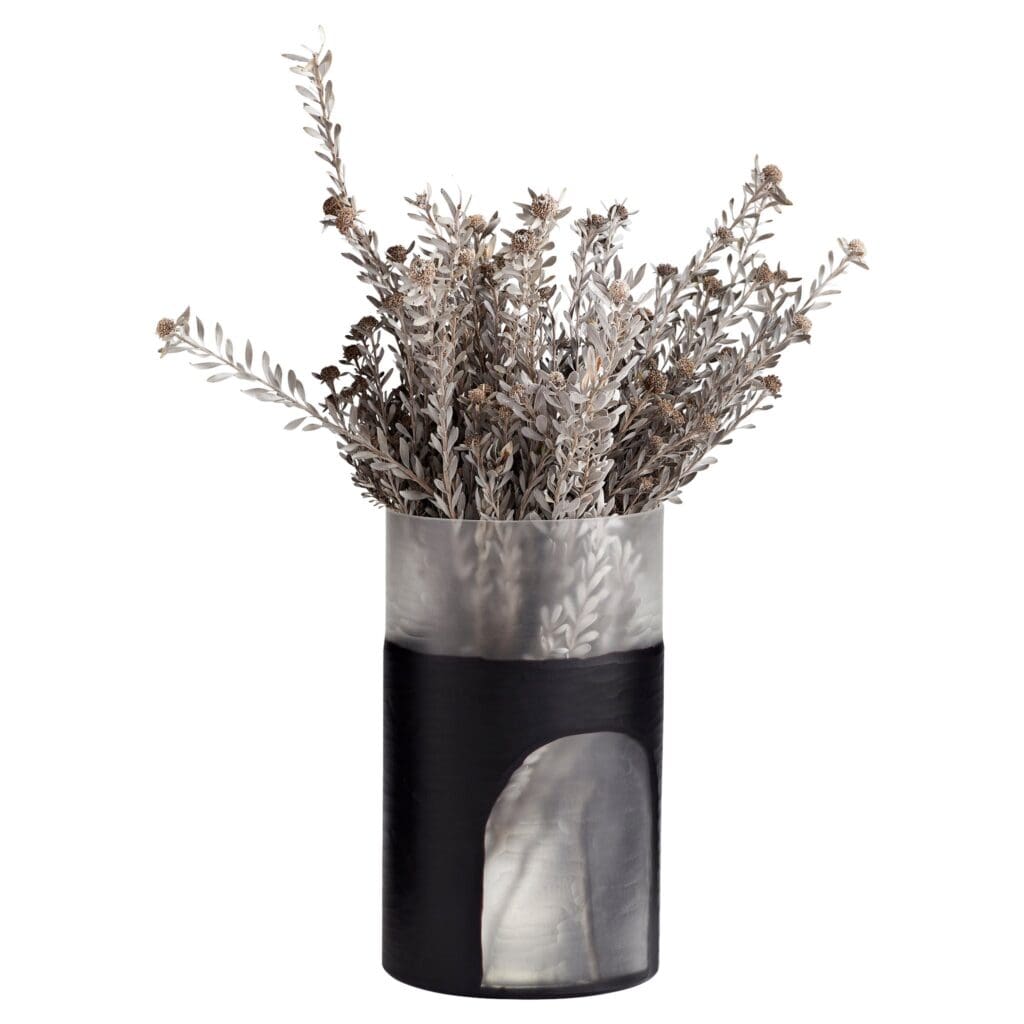 Cyan Design 11257 Ominous Frost Tall Vase - Clear & Black Glass Decorative Vase for Modern Home Decor, Wedding Centerpieces & Luxury Gift Ideas