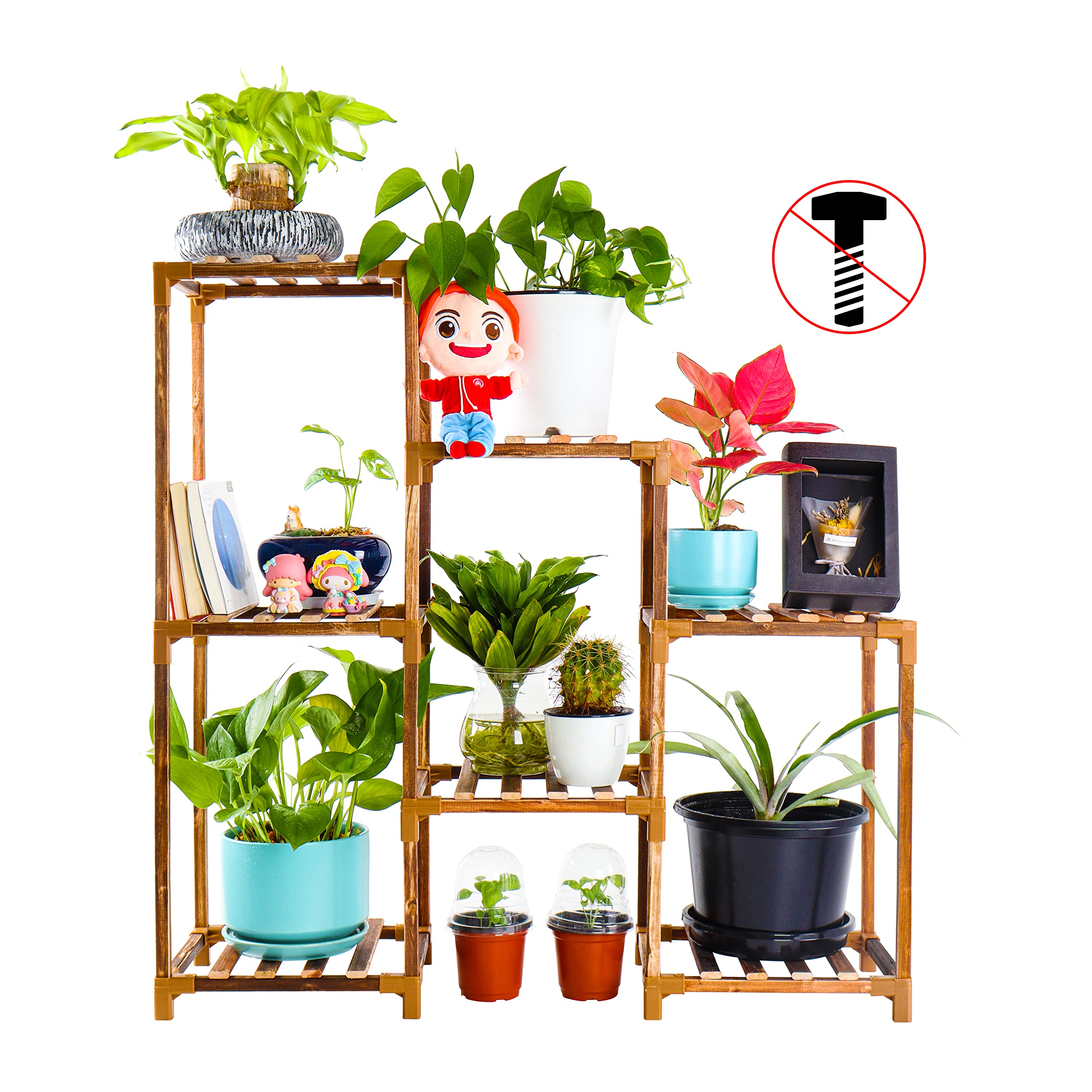 5-Tier Corner Plant Stand for Indoor & Outdoor Use - Holds 7 Potted Plants - Space-Saving Flower Shelf for Garden, Balcony, Living Room & Windows - Perfect for Small Spaces & Home Decor