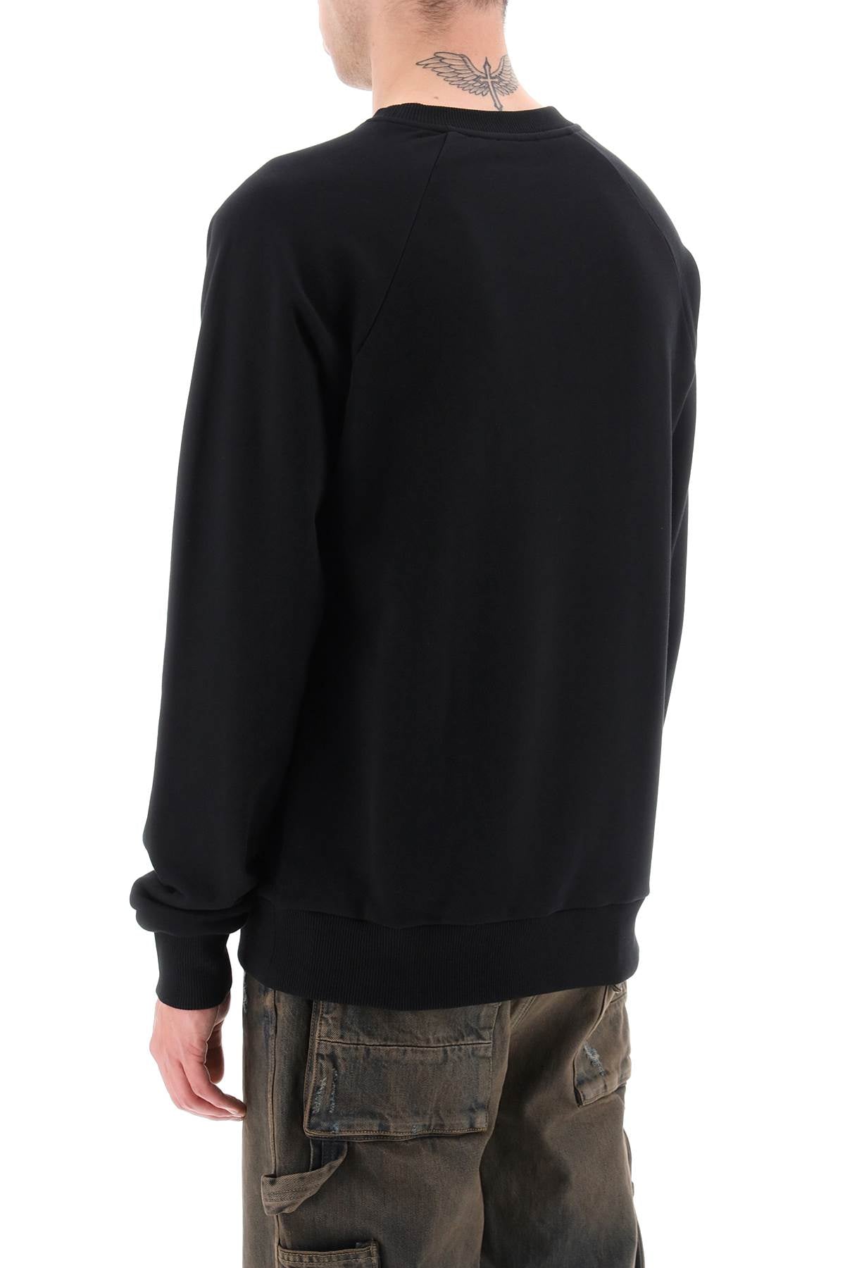 Balmain Crew Neck Sweatshirt with Flocked Logo - Stylish Men's & Women's Casual Pullover for Everyday Wear & Street Fashion