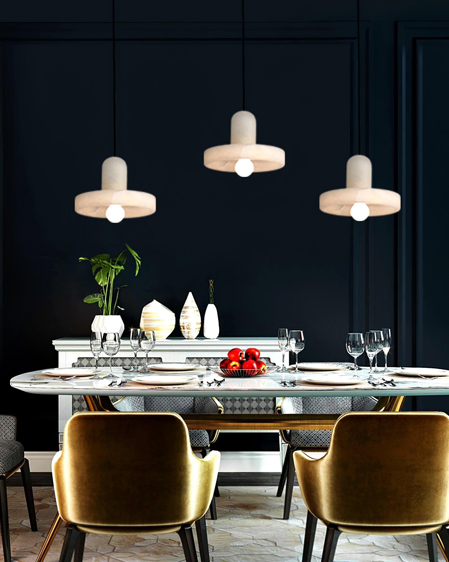 Elegant Carrara Marble Pendant Lamp - Modern Glass Hanging Light Fixture for Dining Room, Kitchen Island & Bedroom Decor