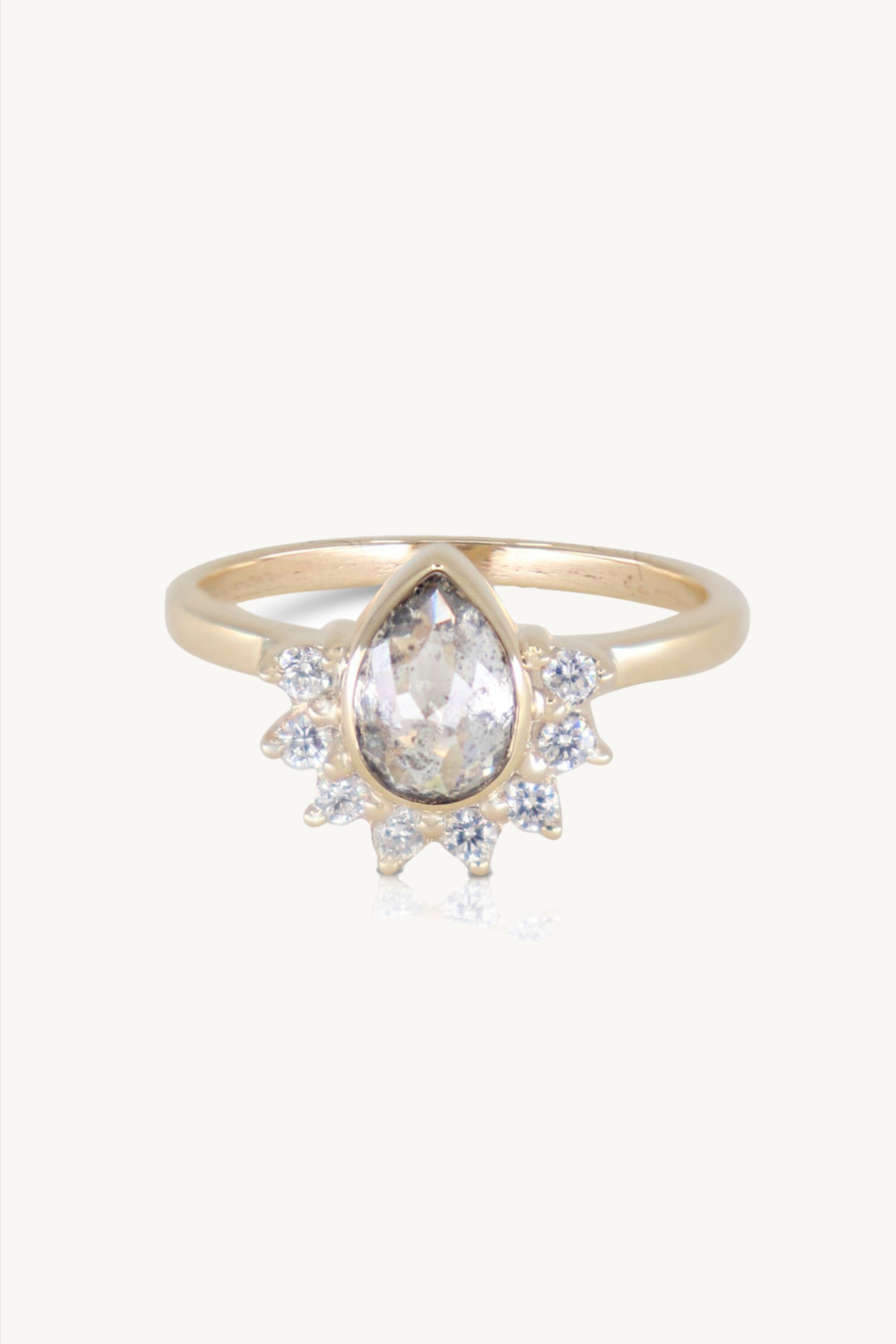 Ethereal Grey Diamond Ring - Elegant 925 Sterling Silver Jewelry for Women - Perfect for Engagement, Wedding & Anniversary Gifts