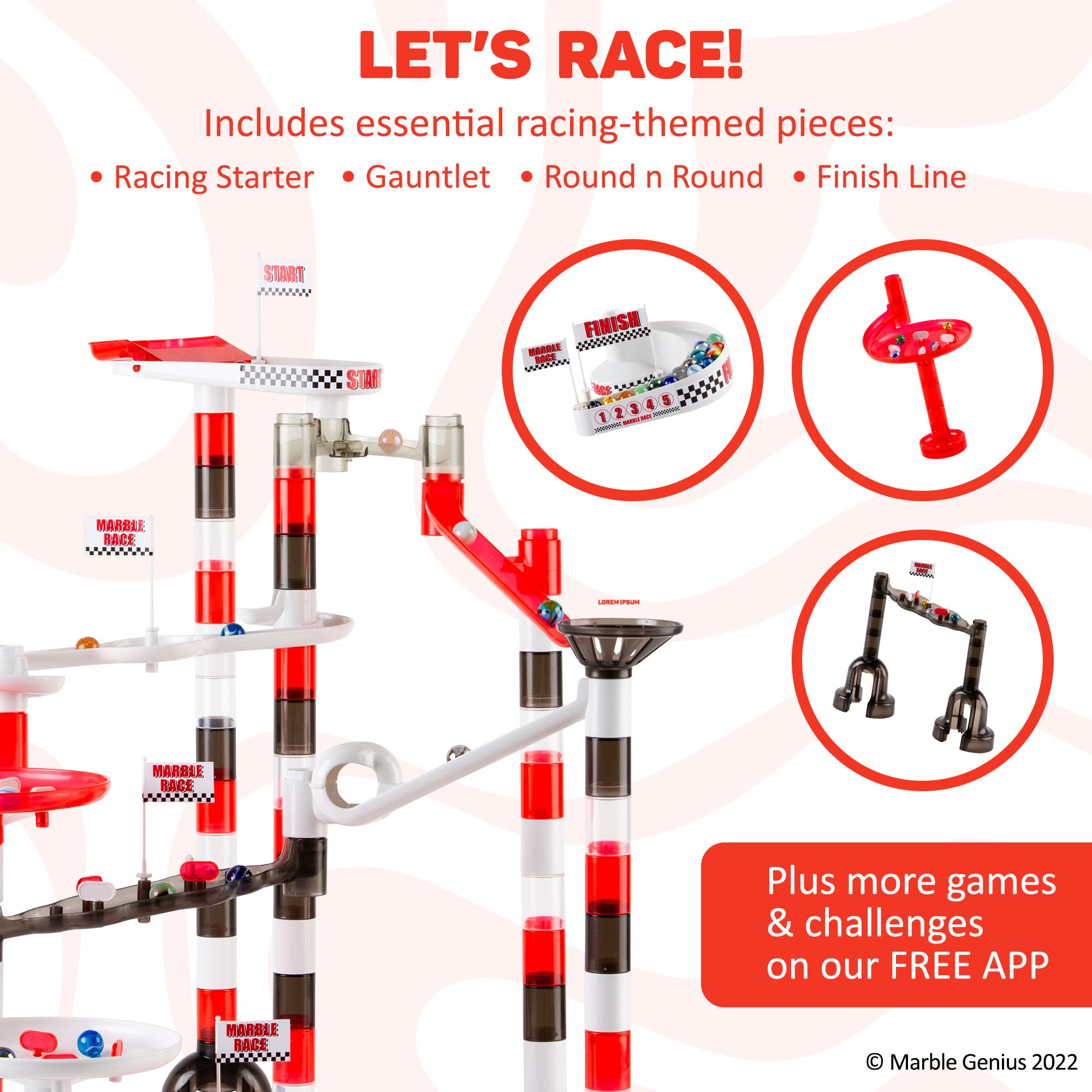 Marble Genius Marble Run Racing Set - 125-Piece STEM Building Toy for Kids | Educational Marble Maze Tower & Race Track Game | Creative Learning Gift for Boys & Girls | Perfect for Indoor Play, Birthday Parties & STEM Classroom Activities
