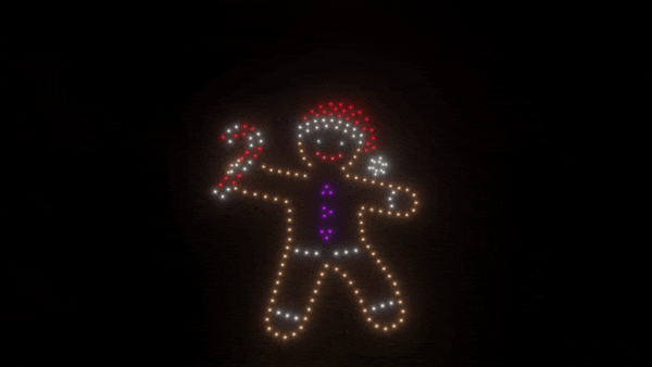 200 Drones Gingerbread Animation Light Show - Perfect for Christmas, Holidays, and Outdoor Events