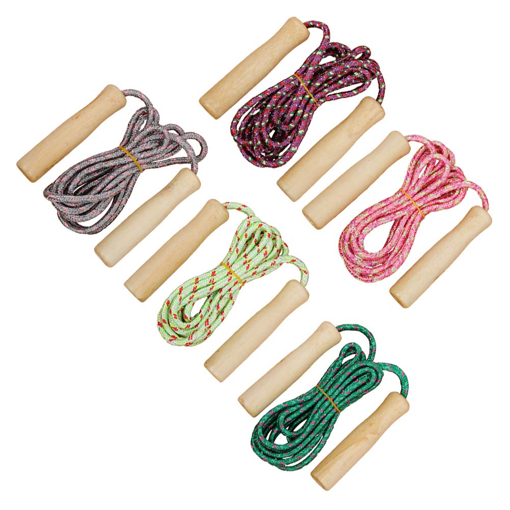 PartyKindom 5-Pack Kids Jump Ropes - Adjustable Length Exercise Skipping Ropes for Boys & Girls - Ideal for Indoor/Outdoor Play, Gym Class, and Fitness Training
