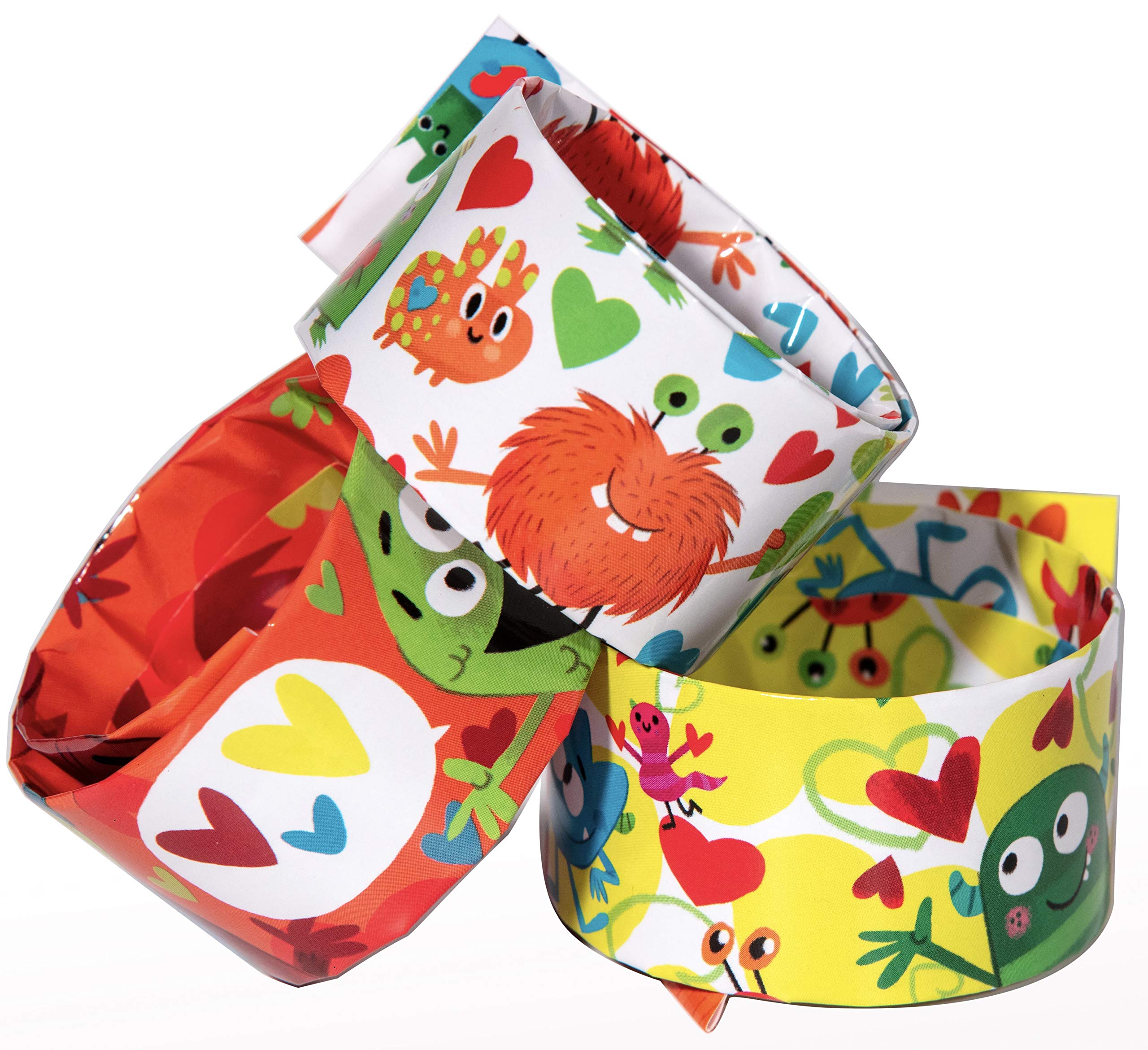 MOLLYBEE KIDS Valentine's Day Slap Bracelets and Cards Set - 28 Silly Valentines with Envelopes & Fun Slap Bracelets for Kids, Classroom Exchange, School Parties, and Valentine's Day Gifts