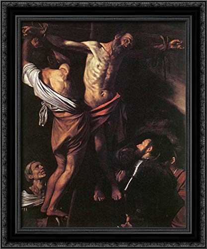 Caravaggio The Crucifixion of St. Andrew - 20x24 Inch Black Ornate Wood Framed Canvas Art - Religious Wall Decor for Church, Home or Office