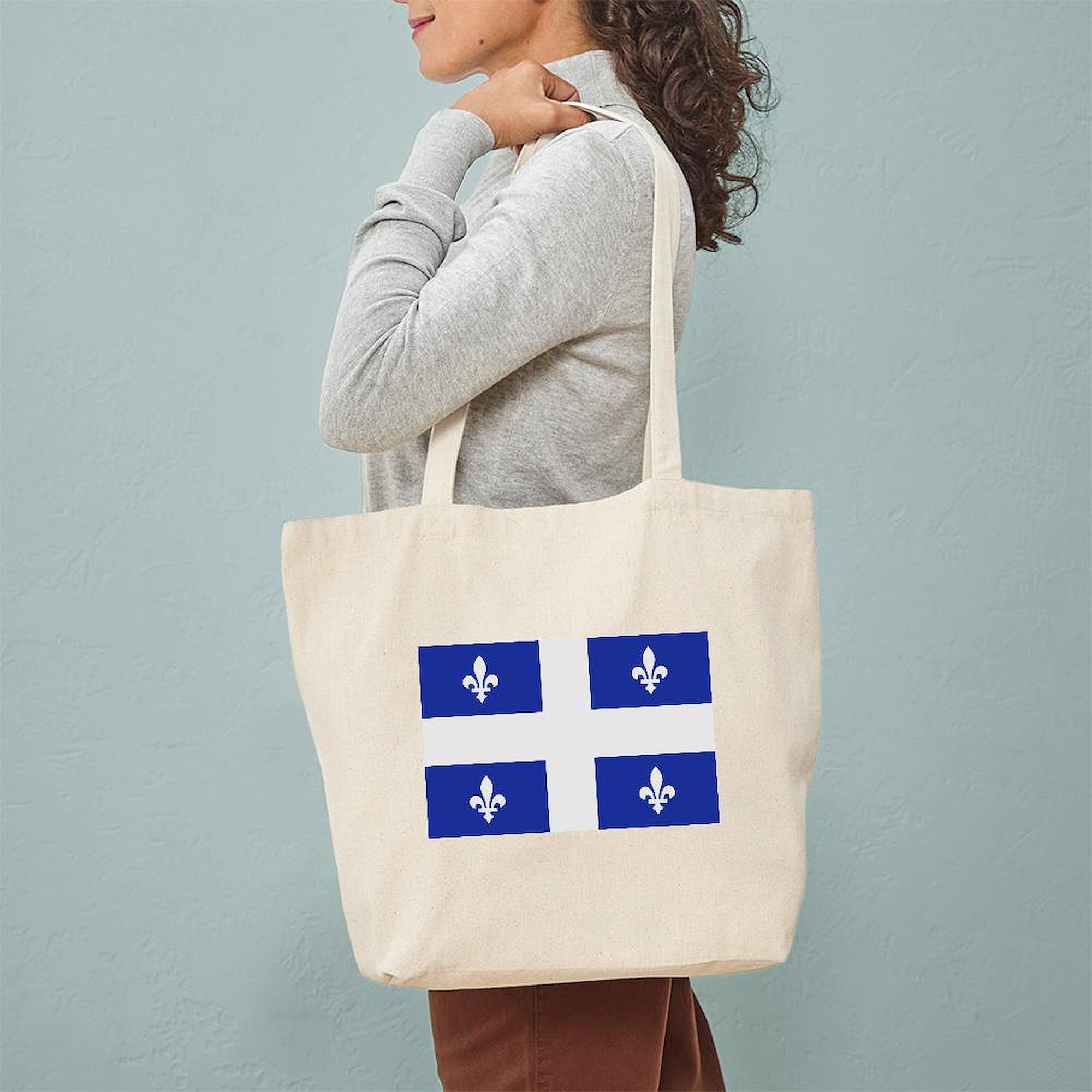Quebec Canada Flag Tote Bag - Natural Canvas Reusable Shopping Bag for Groceries, Beach & Travel | Eco-Friendly Cotton Carryall
