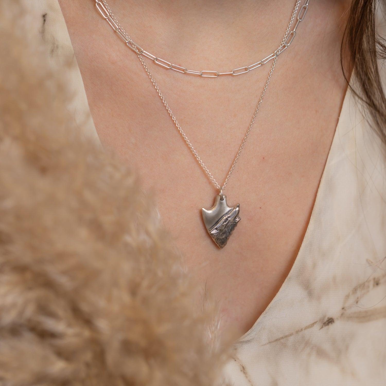 Wolf Pack Pendant Necklace - Large Sterling Silver Howling Wolf Jewelry for Men & Women - Perfect for Outdoor Adventures, Camping Gifts, and Nature Lovers