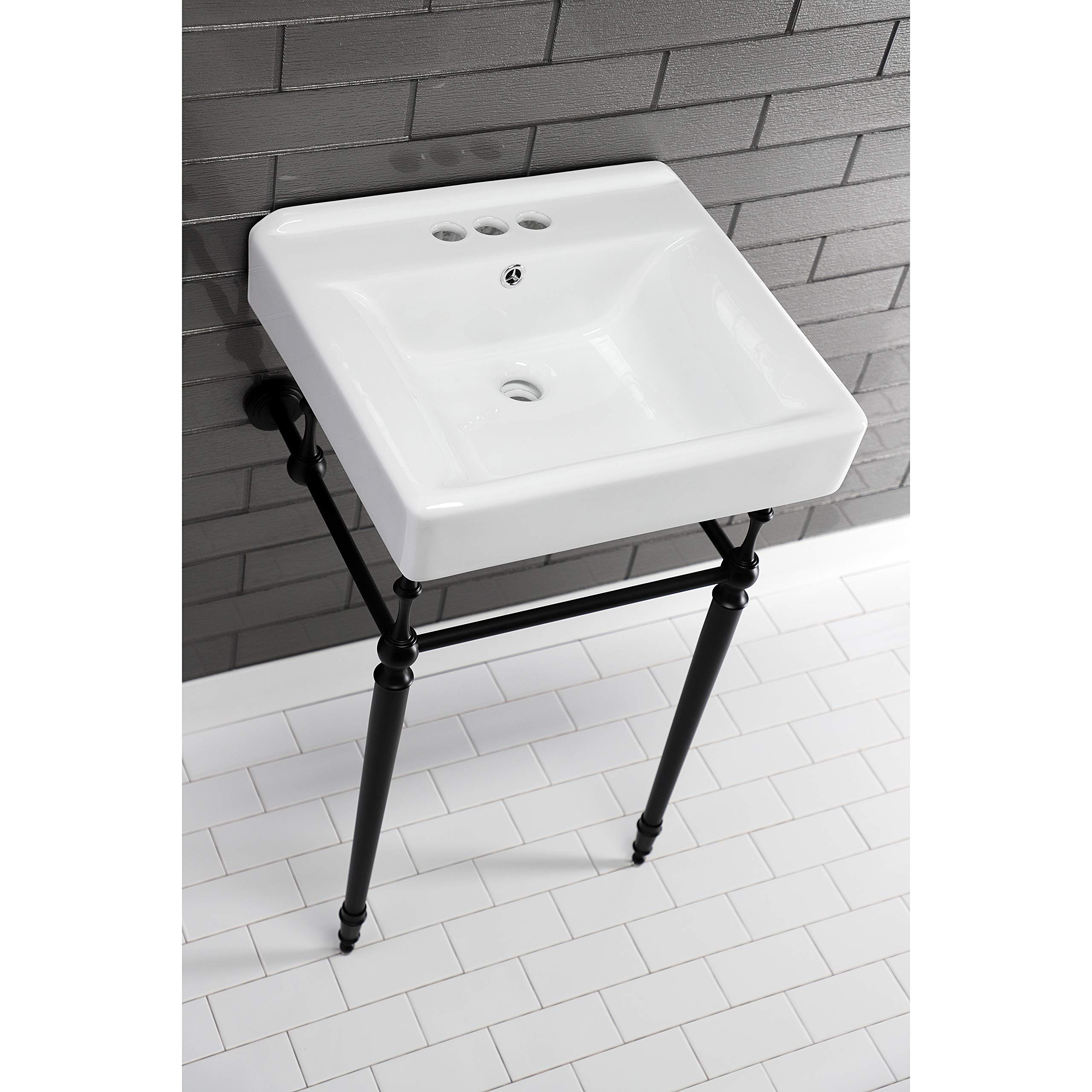Kingston Brass EV2018W34 White Concord Console Sink Top - Elegant Bathroom Vanity Sink for Modern & Traditional Home Decor