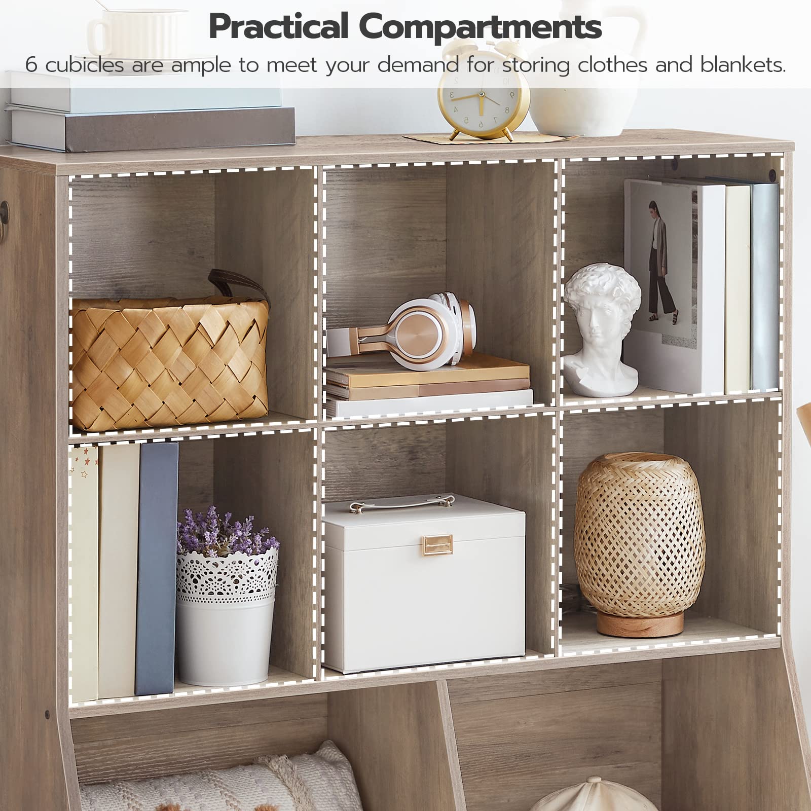 HOOBRO Kids Bookshelf and Toy Storage Organizer with 8 Cubicles, Greige BG35CW01G1 - Perfect for Playroom, Bedroom, Nursery & School Organization