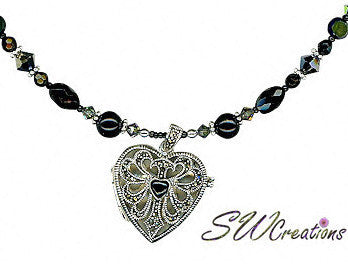 Black Onyx Heart Gemstone Beaded Necklace for Women - Elegant Healing Crystal Jewelry - Perfect for Valentine's Day, Anniversary & Spiritual Gifts