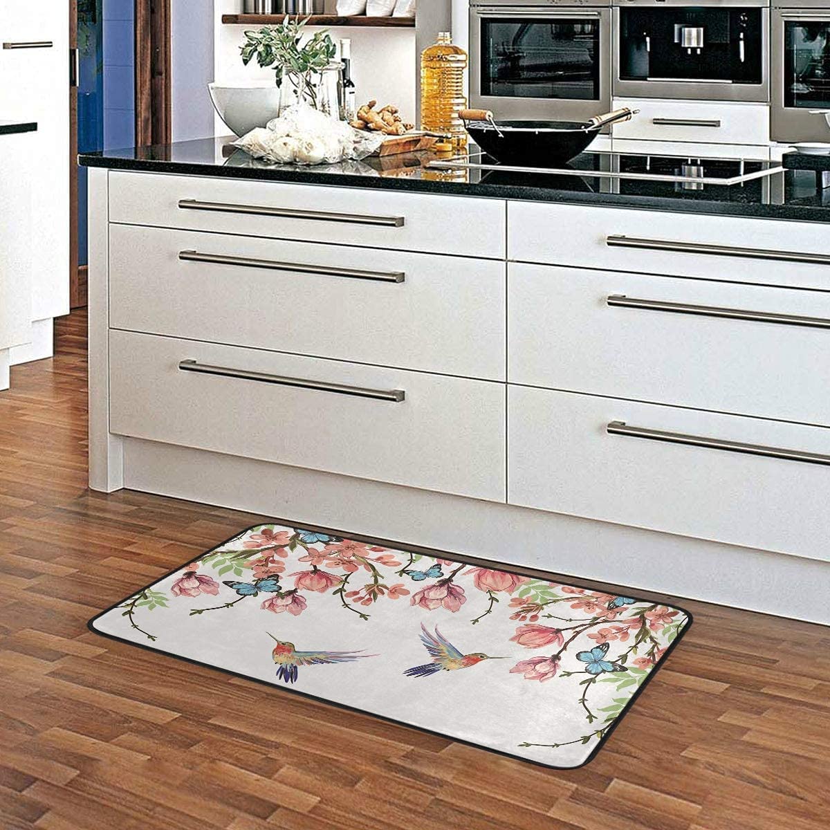 Hummingbird Kitchen Mats 39x20 Inch - Anti-Fatigue Butterfly Design Non-Slip Floor Rug - Waterproof Oil Resistant Kitchen Carpet for Home, Bath & Outdoor Decor - Perfect for Cooking, Dishwashing & Standing Comfort