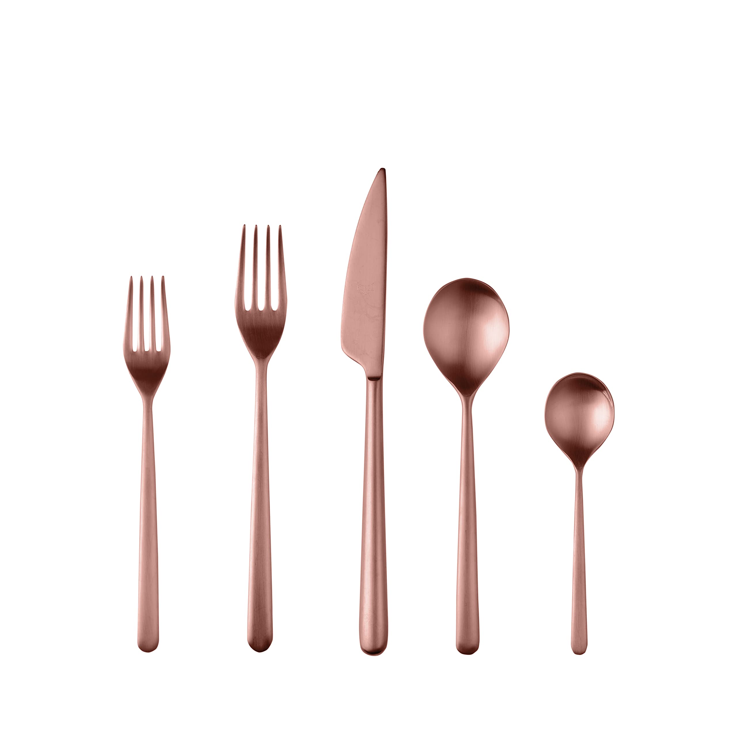 Mepra SpA Rose Gold Linea 20-Piece Flatware Set - Elegant Ice Bronze Cutlery for Fine Dining, Wedding Gifts & Luxury Table Setting
