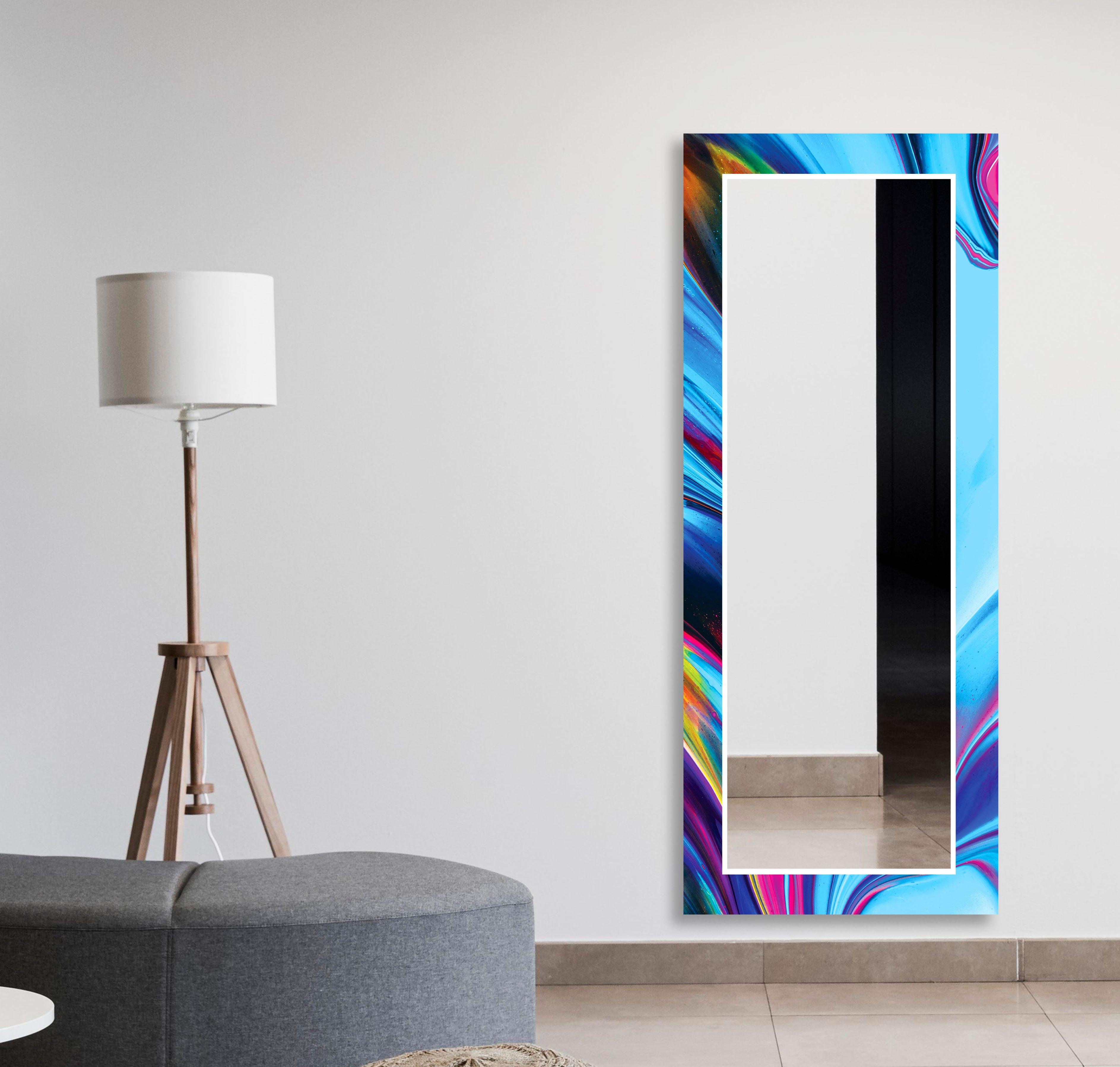 Stylish Blue Wall Mirrors for Home Decor - Modern Round & Rectangular Designs - Perfect for Living Room, Bedroom, or Bathroom