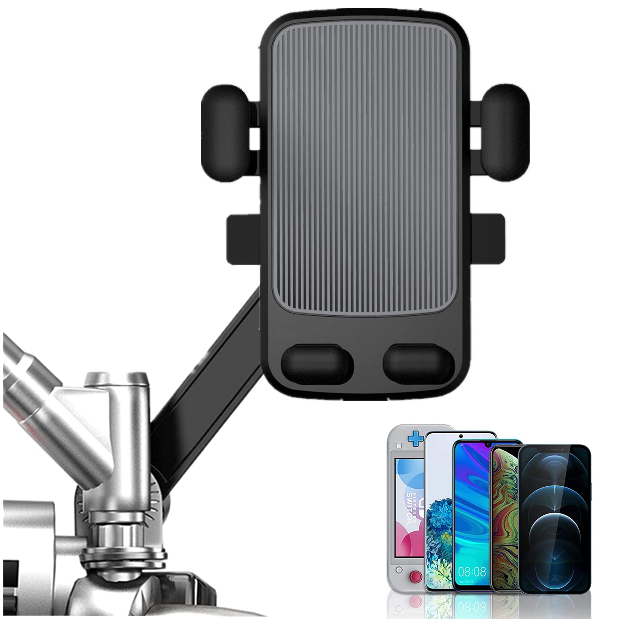 Universal Motorcycle Phone Mount Holder - One Hand Operation, 360° Rotation & Anti-Shake for 4.5