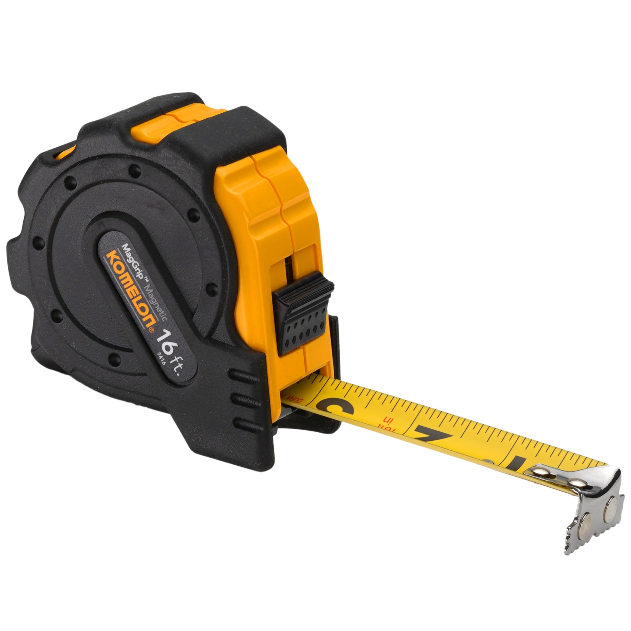 KOMELON 16ft Magnetic Tape Measure with MagGrip Hook & Shock-Absorbing Rubber - Heavy Duty Measuring Tool for Construction, Carpentry, DIY Projects
