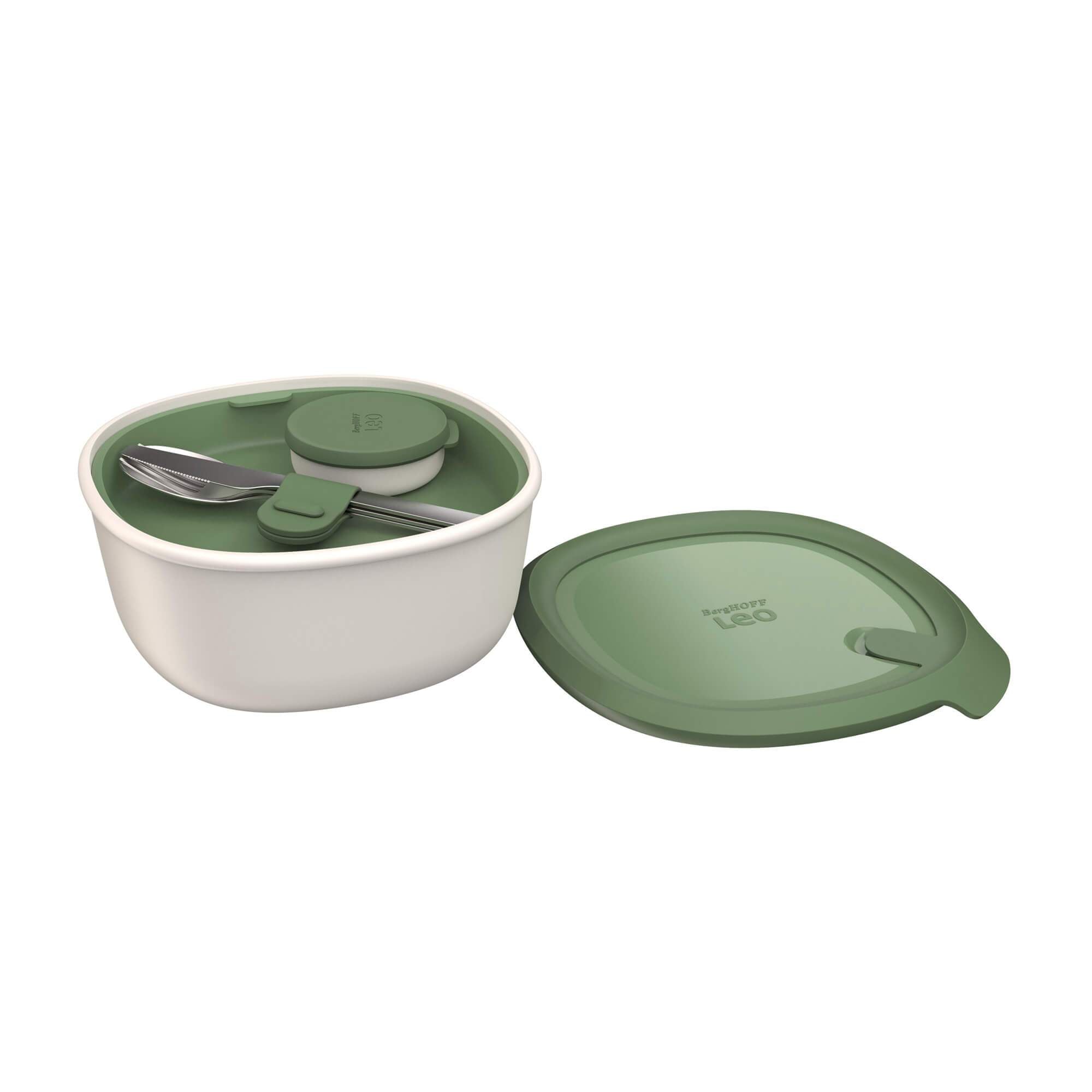 BergHOFF Leo To Go Salad Bowl With Flatware Set - Portable BPA-Free Lunch Container for Office, Picnics & Travel - Includes Fork & Spoon