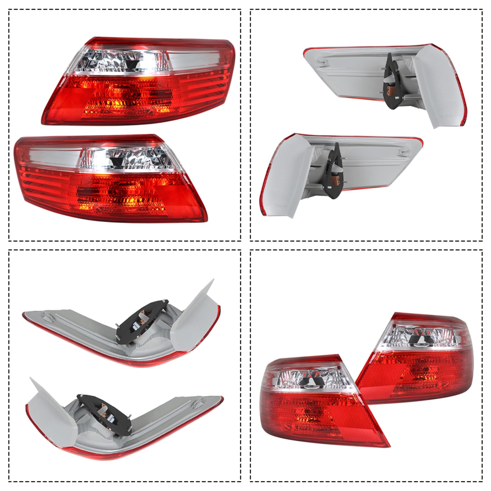 2007-2009 Toyota Camry Replacement Tail Lights - LH+RH Pair (Driver & Passenger Side) - OEM Style LED Rear Outer Light Assembly - Perfect for Night Driving & Car Restoration Projects