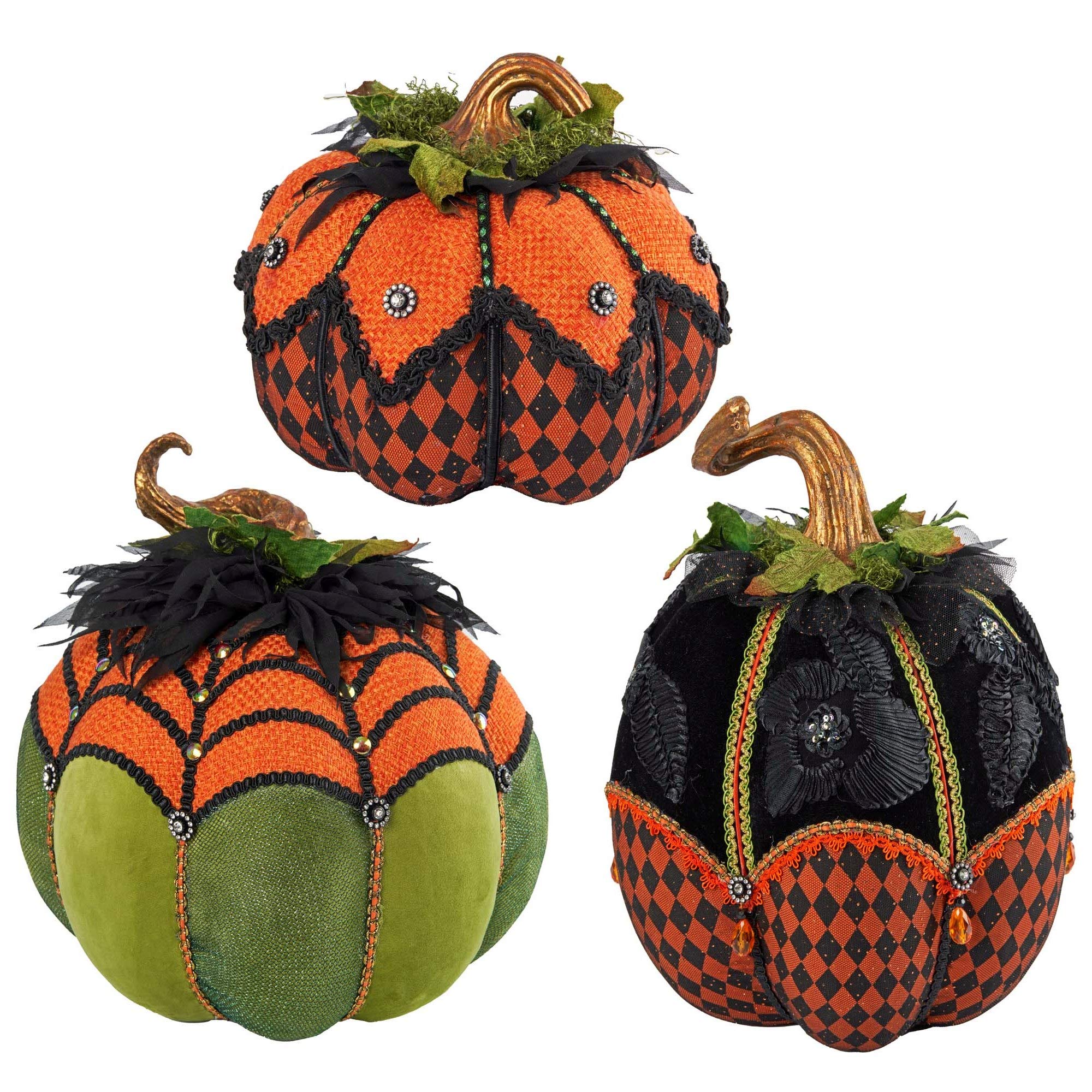 Katherine's Collection 2021 Bewitching Bash Handmade Paper Mache Pumpkins - Set of 3 Halloween Home Decor for Fall, Thanksgiving & Autumn Table Centerpiece
