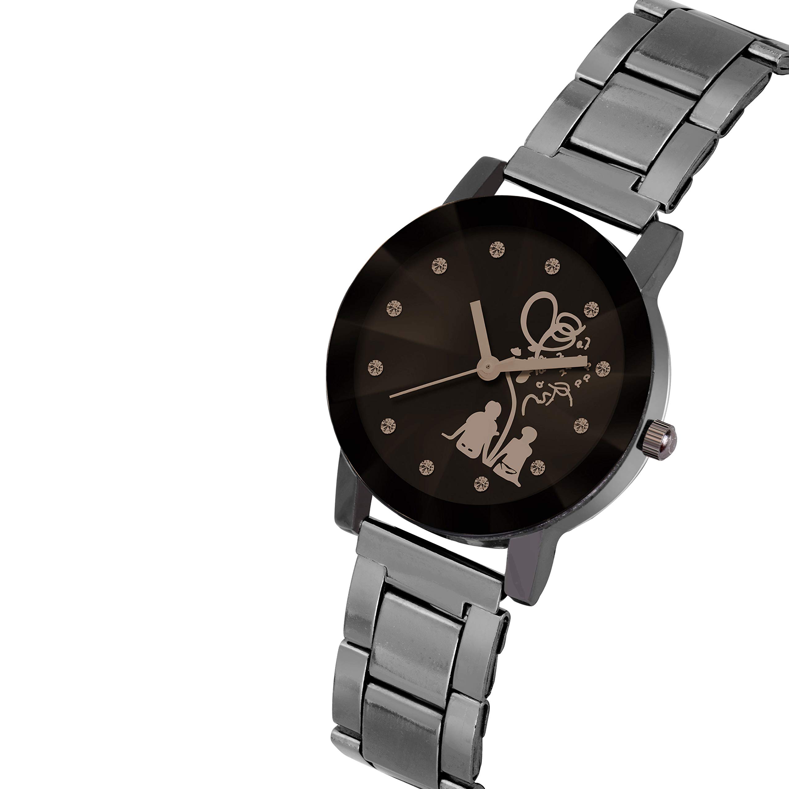 Elegant Diamond Crystal Glass Analog Watch for Women & Men - Black & White Color - Perfect for Formal Events, Office Wear & Gift Giving